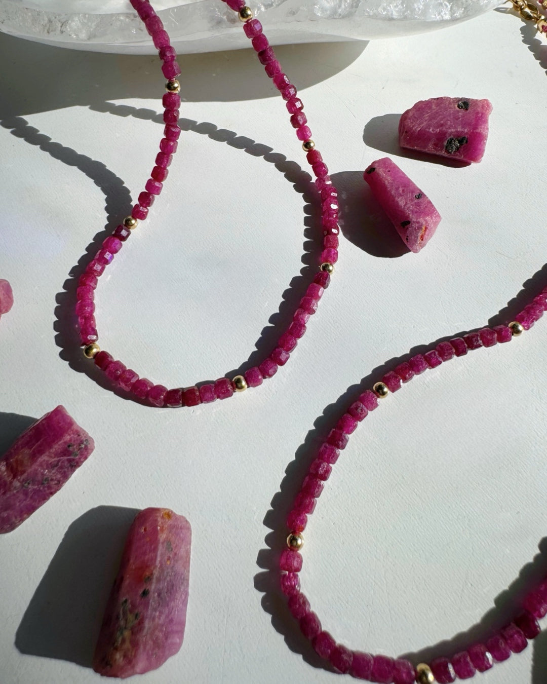 “Judy” - Ruby Gemstone Candy Necklace - Baltic Mermaid