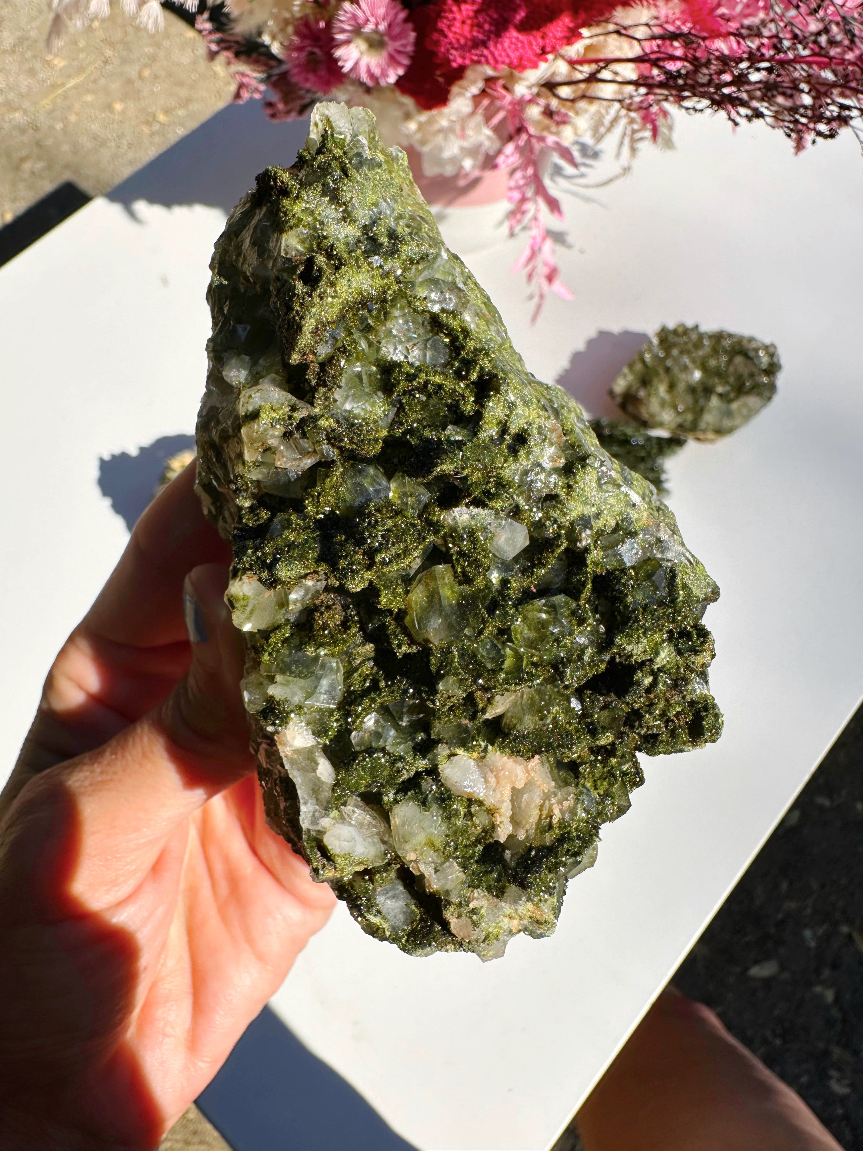 Epidote Quartz Cluster - Baltic Mermaid