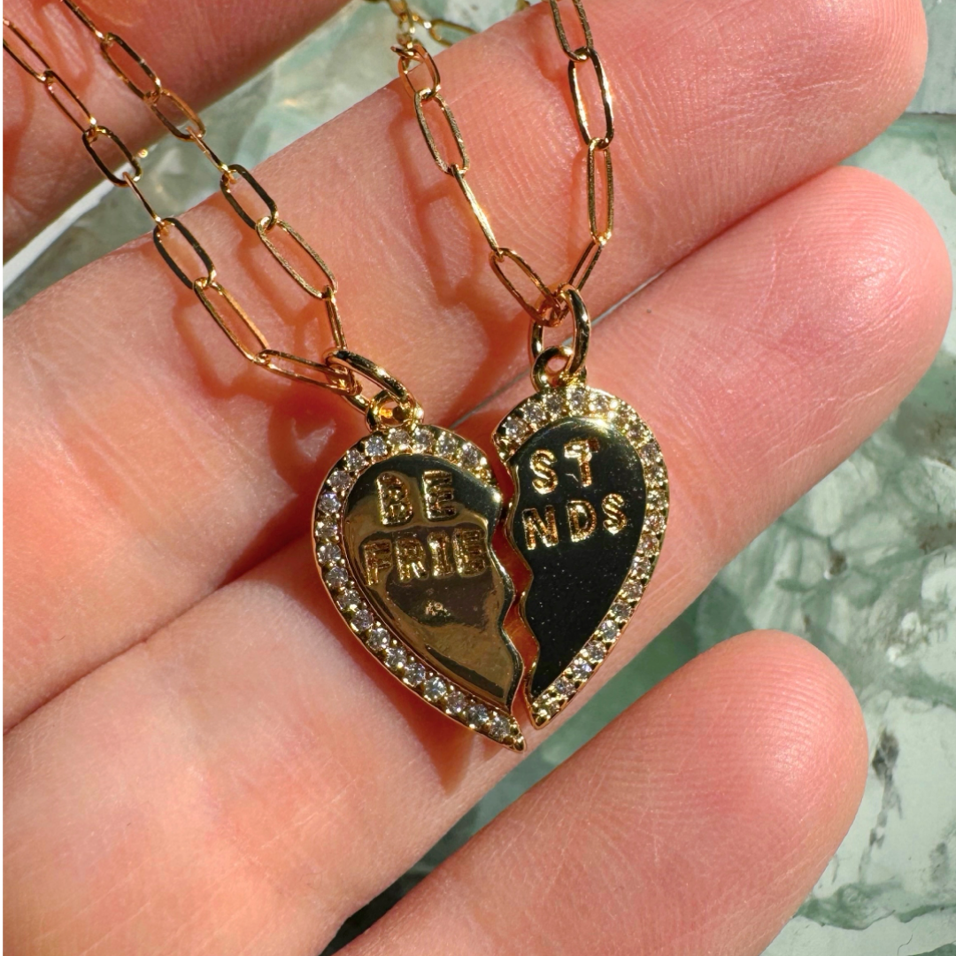“Best Friends” Gold Filled CZ Necklace Pair - Baltic Mermaid