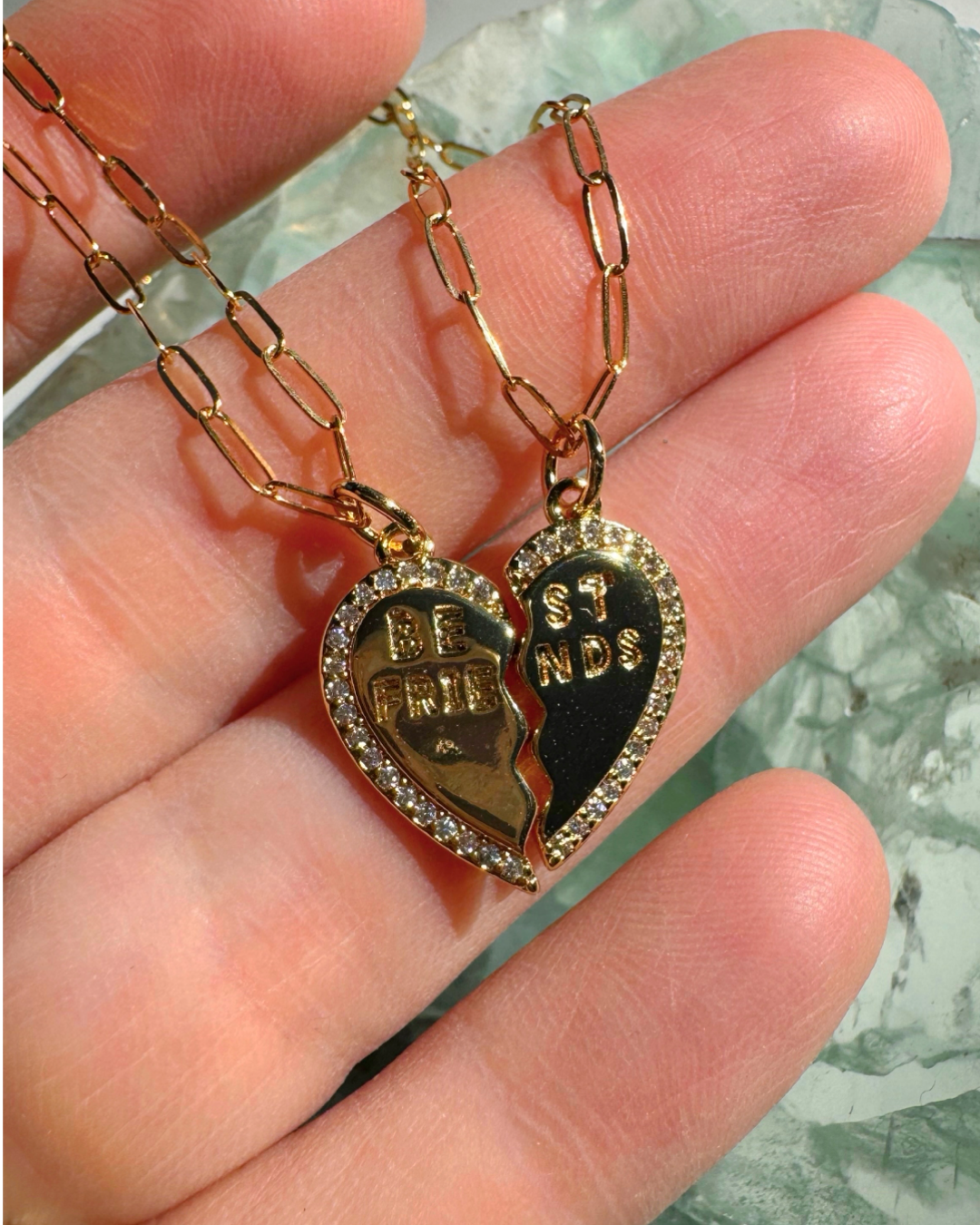 “Best Friends” Gold Filled CZ Necklace Pair - Baltic Mermaid