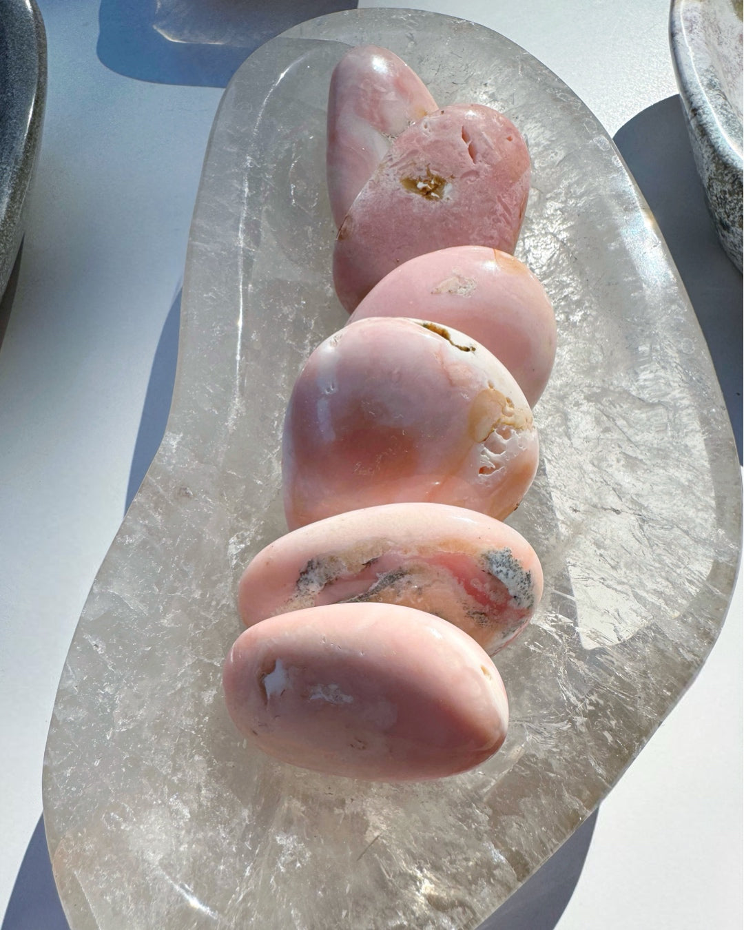 Pink Opal Palm Stones - Baltic Mermaid