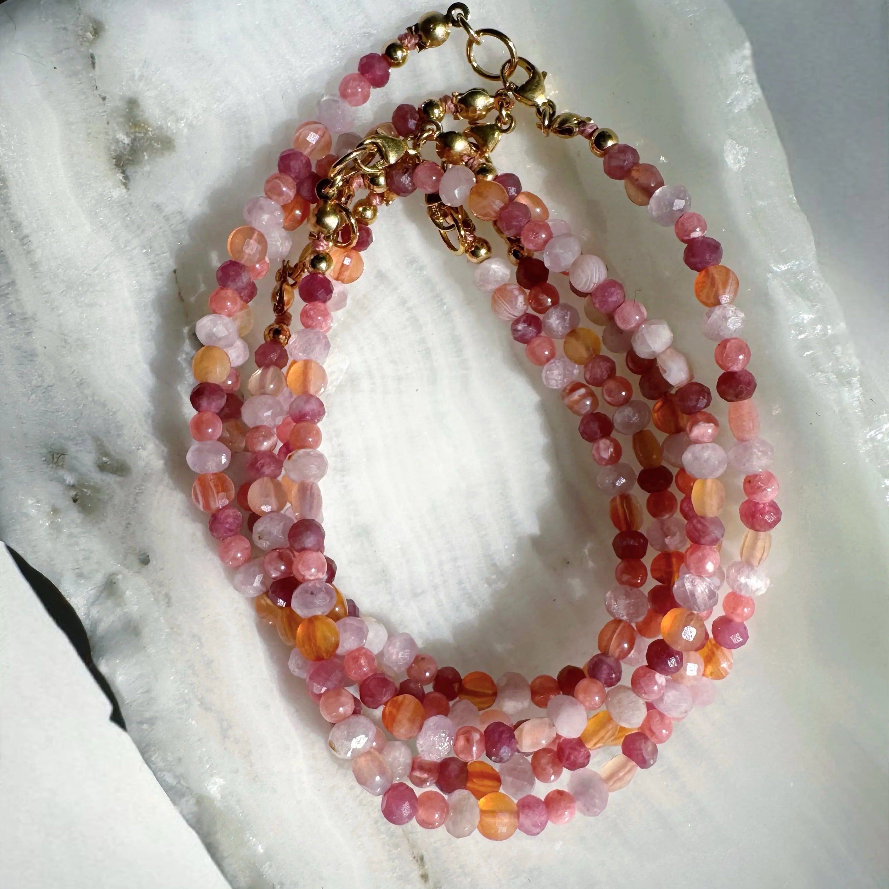 “Sunset Sorbet” - Gemstone & 14k Gold Filled Candy Bracelet Baltic Mermaid