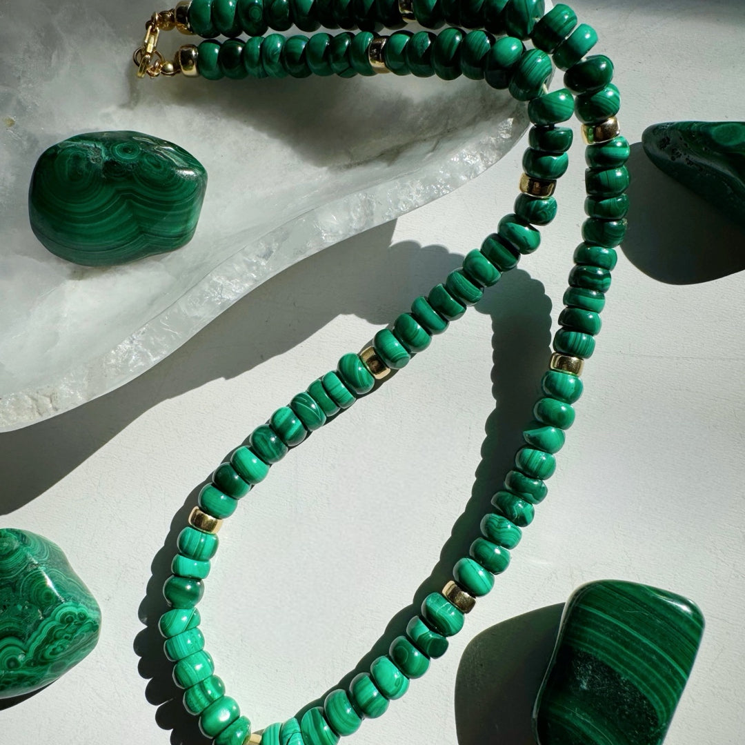 “Donna” - Malachite Gemstone Candy Necklace - Baltic Mermaid