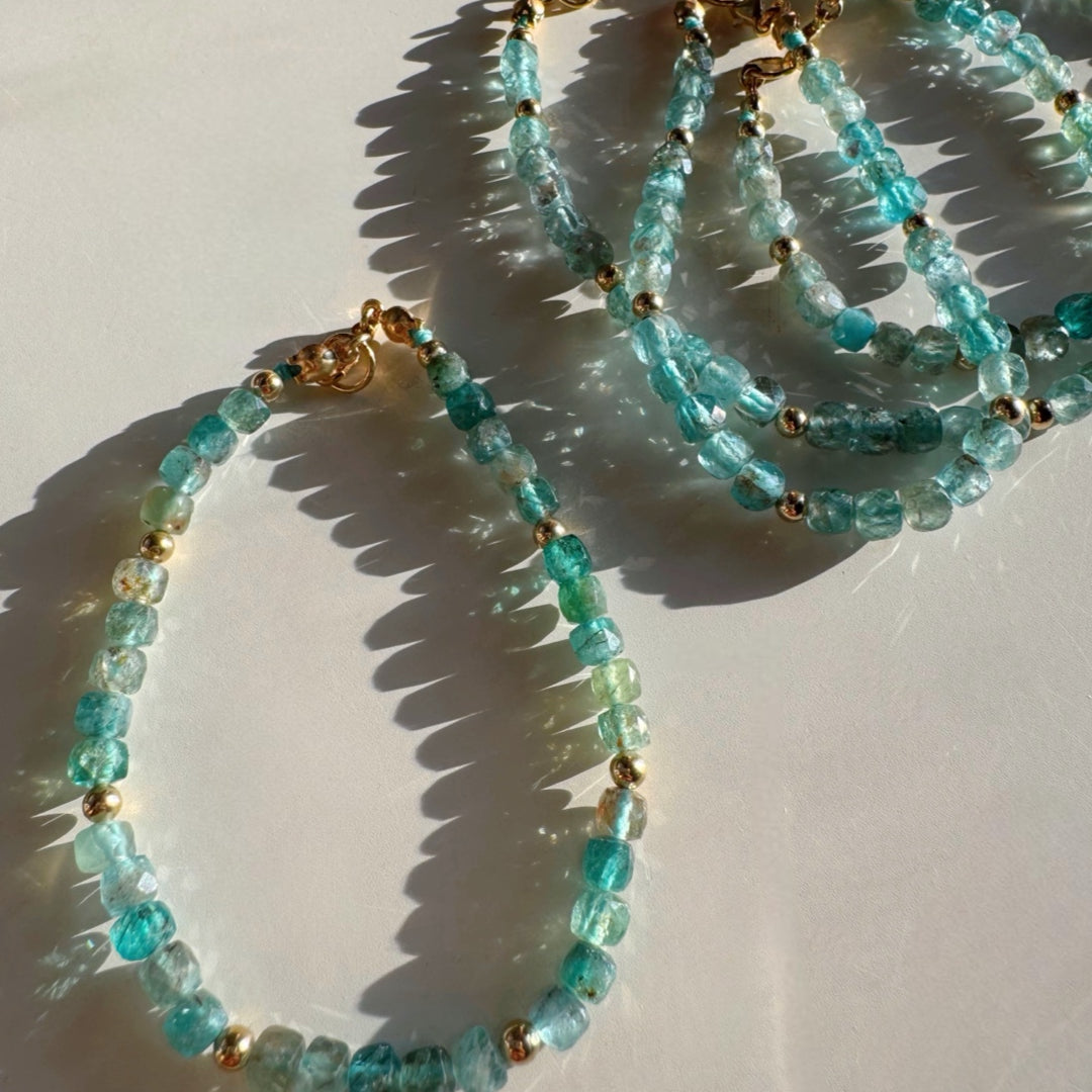 “Frankie” - Blue Apatite Gemstone Candy Bracelet - Baltic Mermaid