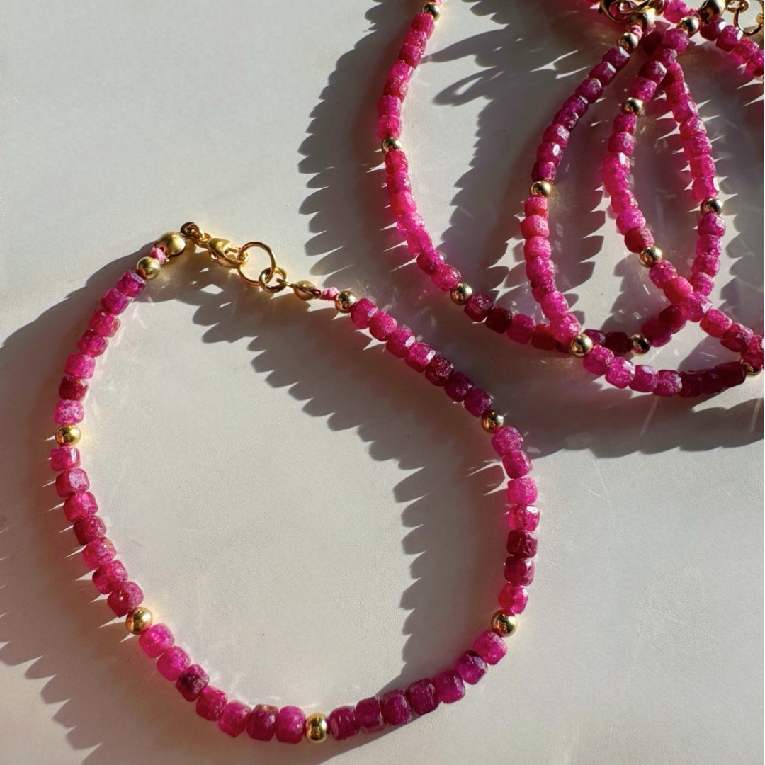 “Judy” - Ruby Gemstone Candy Bracelet - Baltic Mermaid