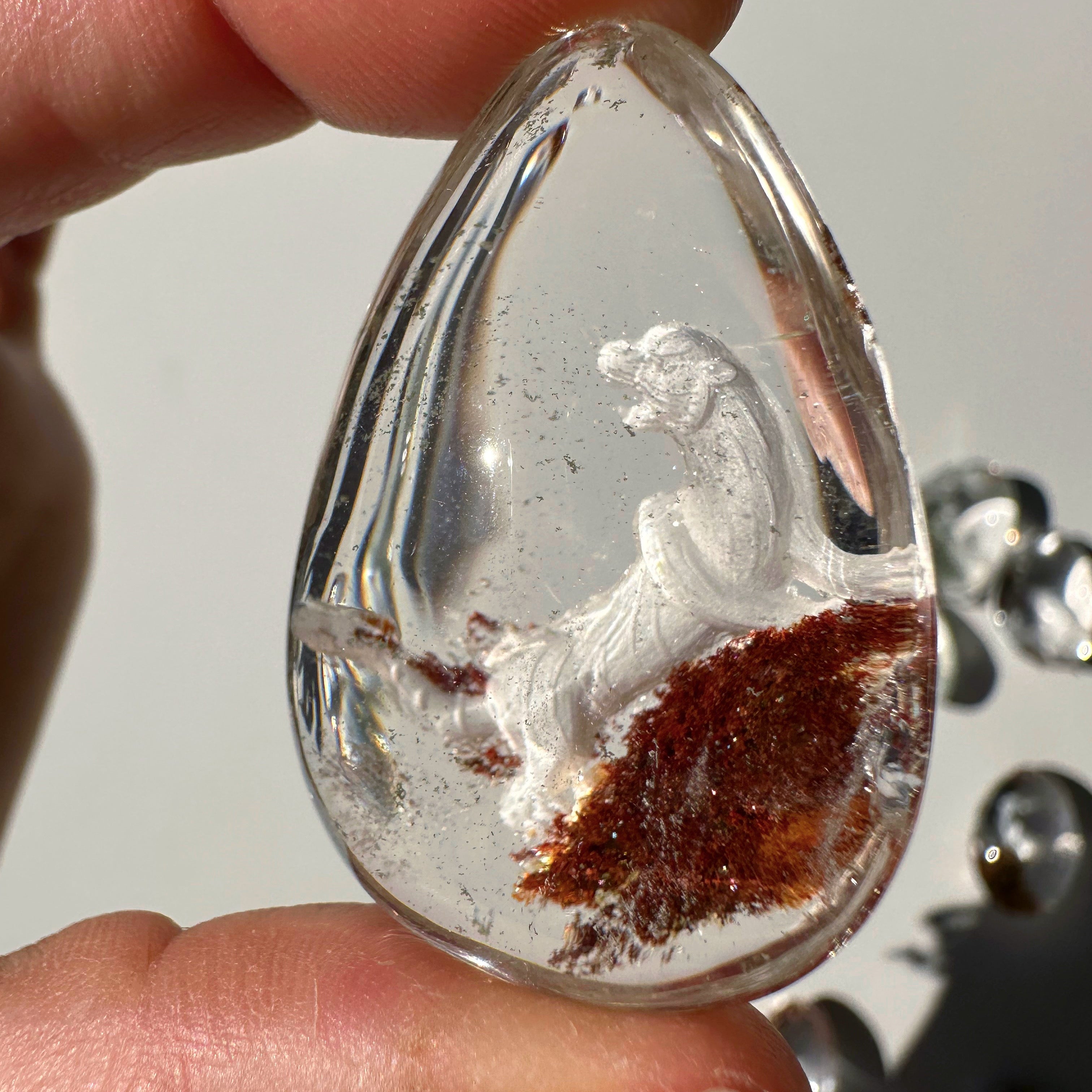 Intaglio Tiger Carved Chlorite Quartz/Garden Quartz Cabochon Baltic Mermaid