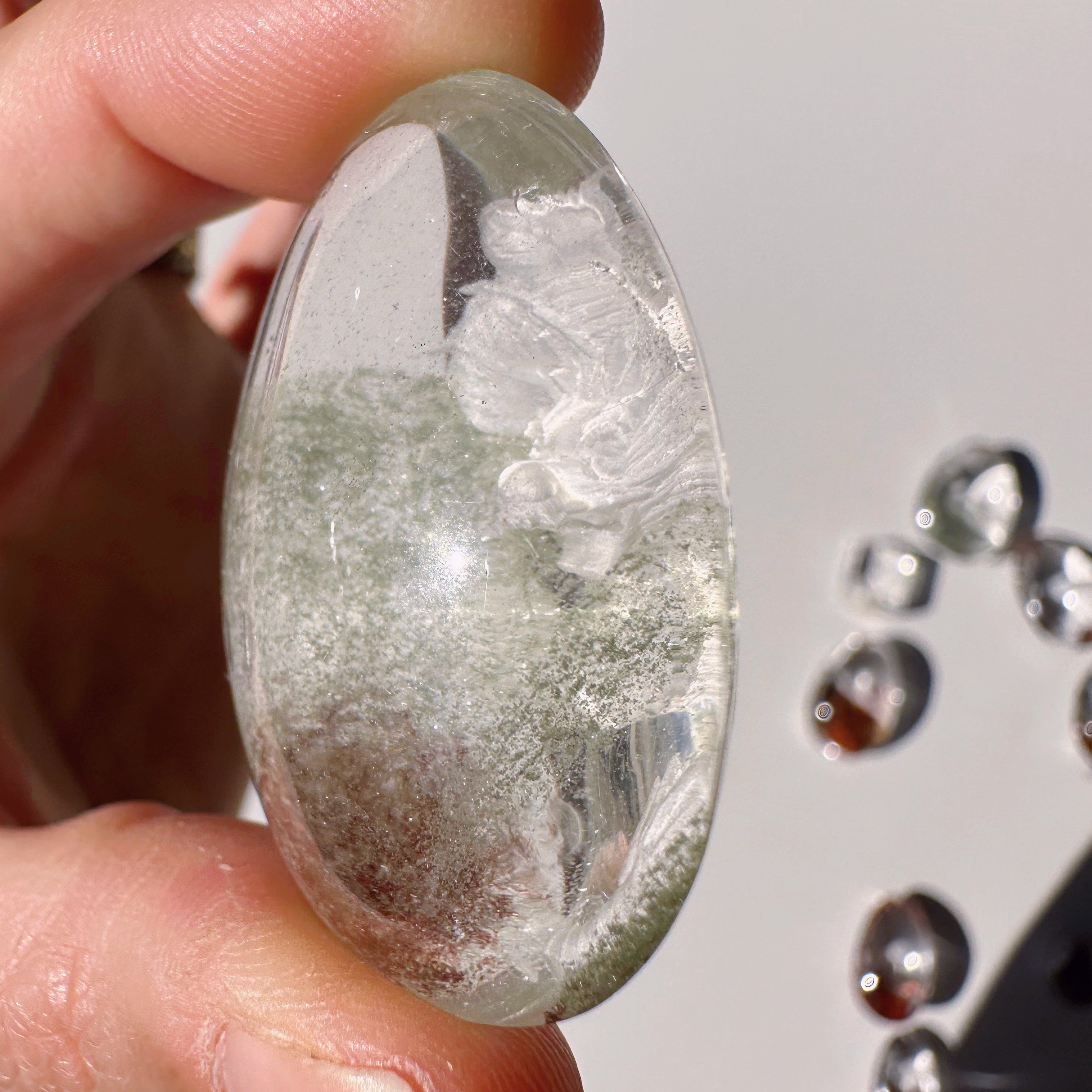 Intaglio Carved Dragon Chlorite Quartz/Garden Quartz Cabochon Baltic Mermaid