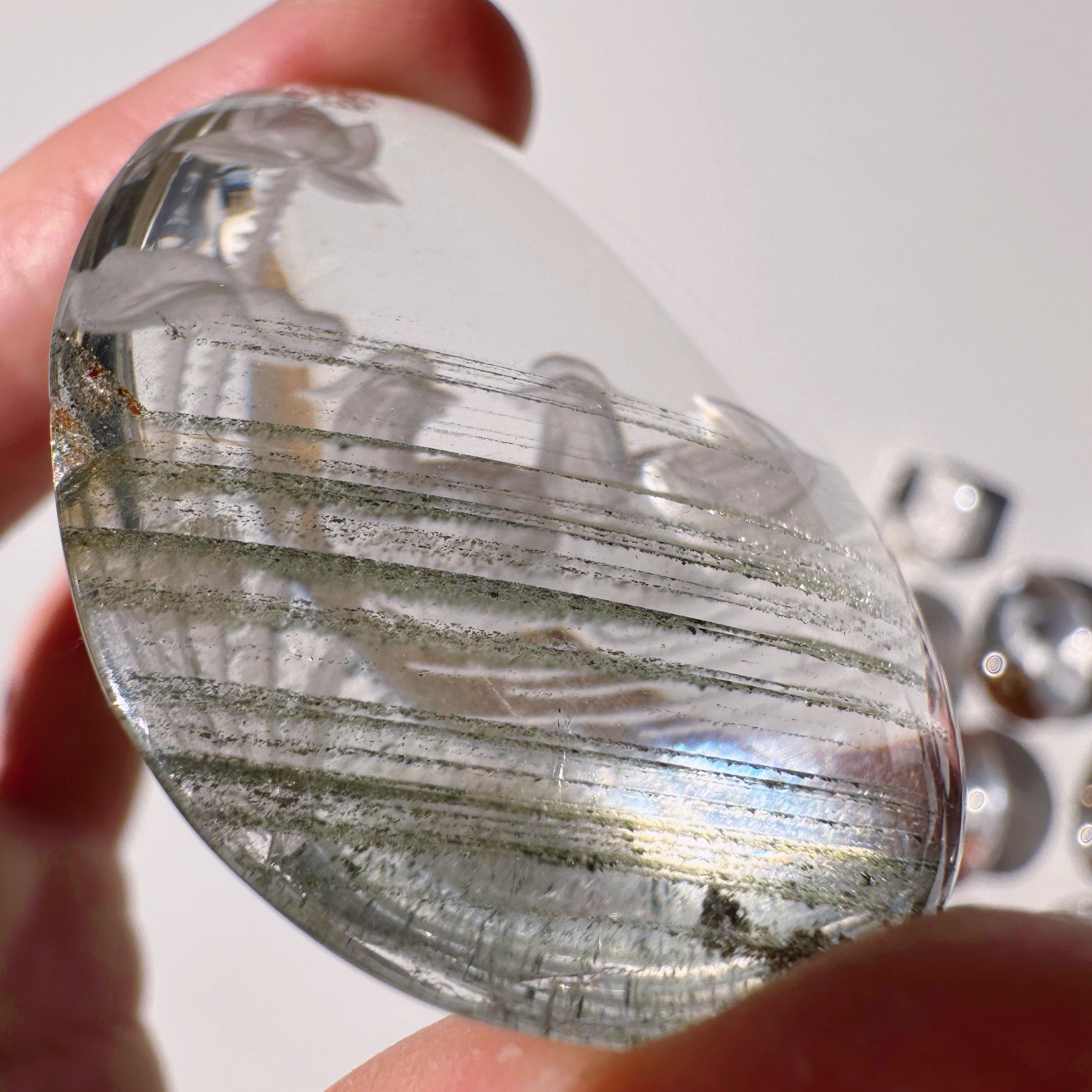 Intaglio Carved Love Birds in a the water Chlorite Quartz/Garden Quartz Cabochon Baltic Mermaid