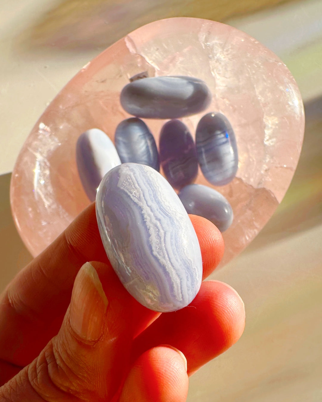 Blue Lace Agate Lingams - Baltic Mermaid