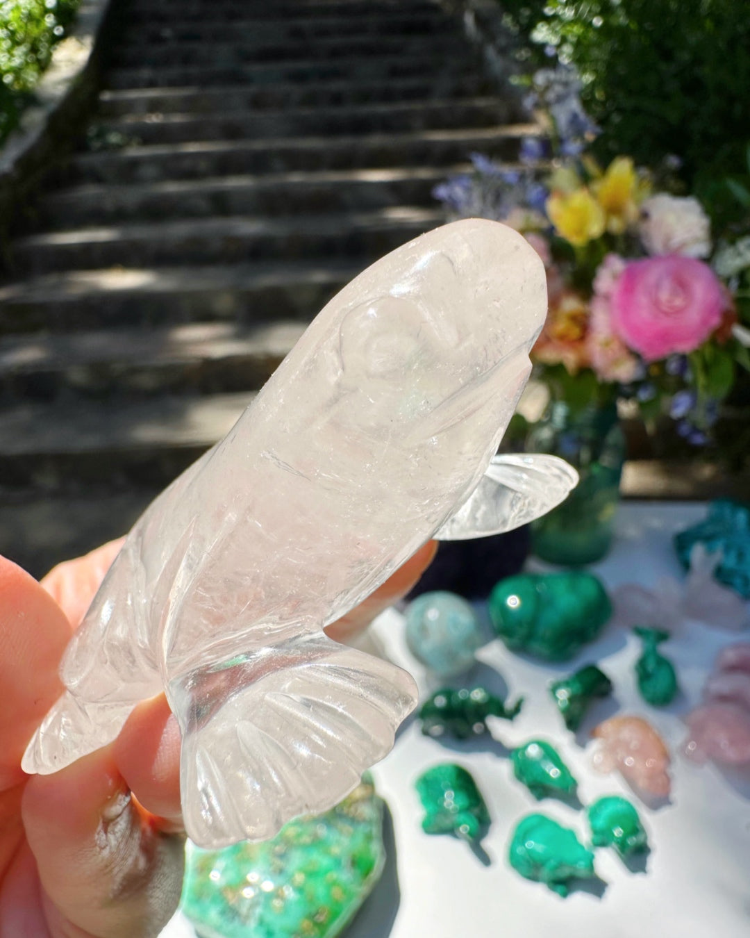 Hand Carved Clear Quartz Frog - Baltic Mermaid