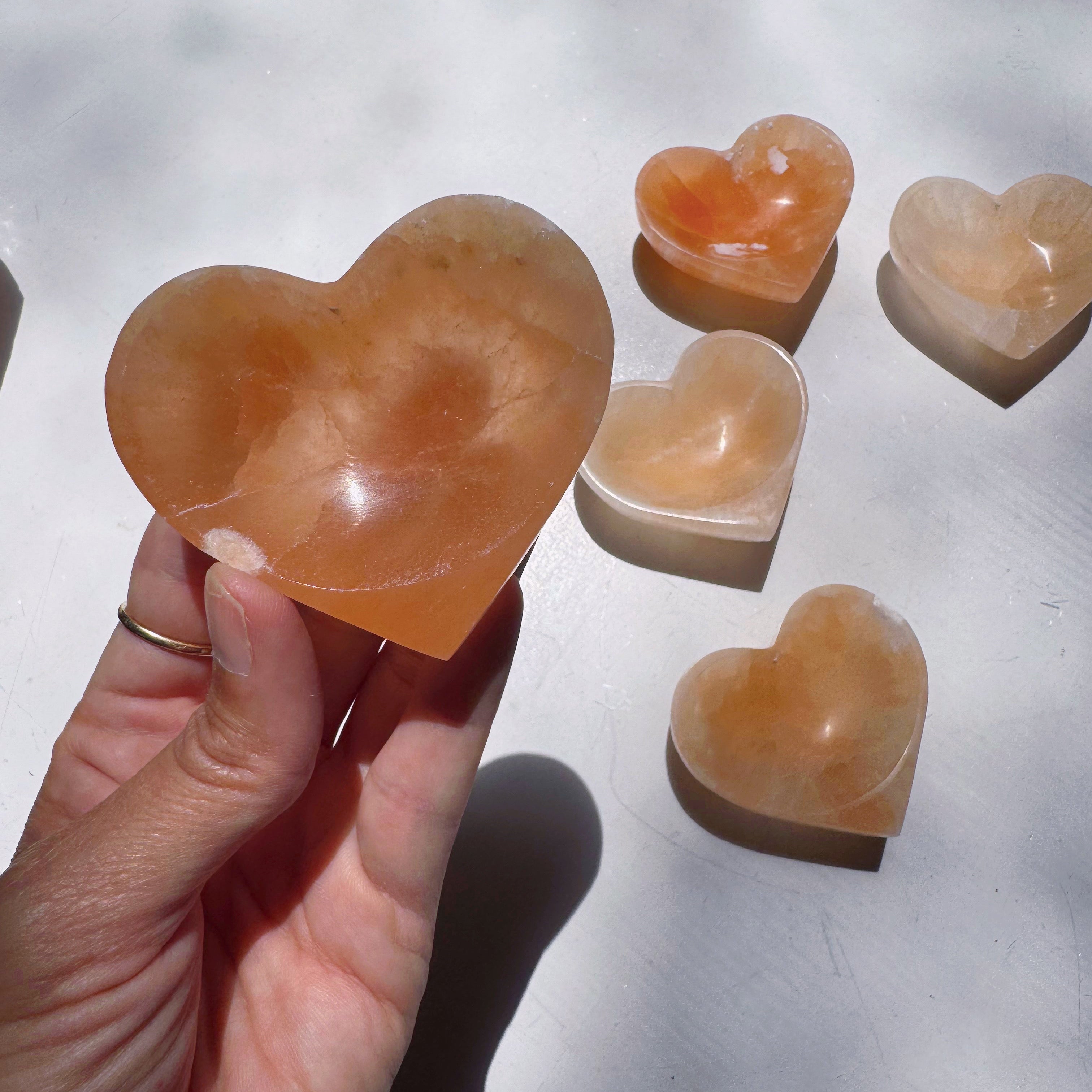 Peach Selenite Lil’ Heart Dish Baltic Mermaid