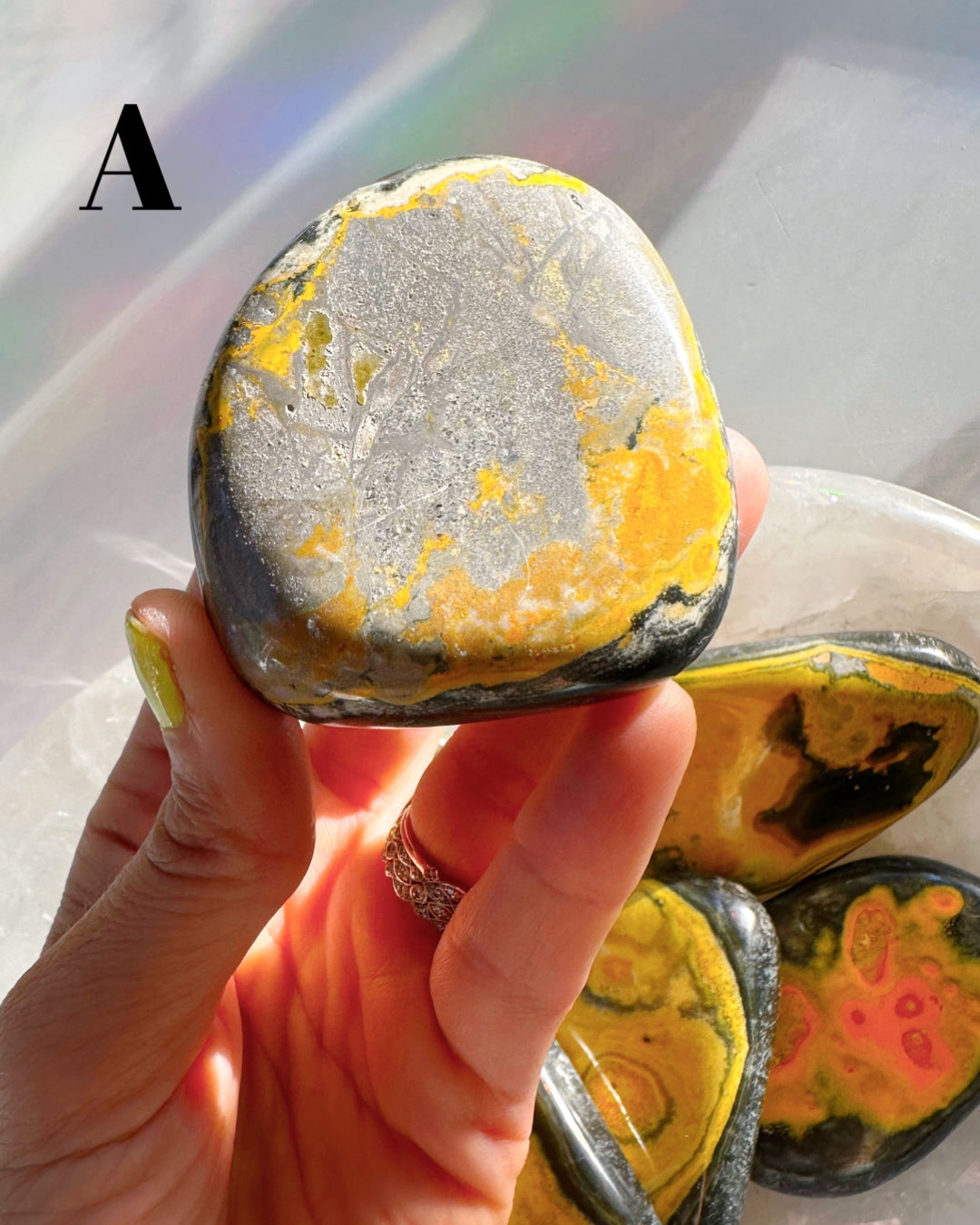 Bumblebee Jasper Palm Stones - Baltic Mermaid