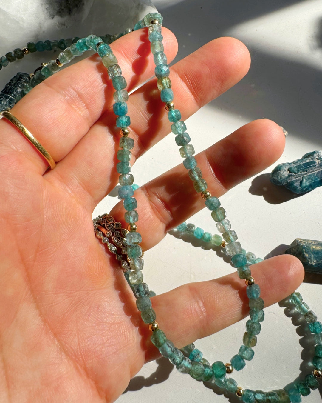 “Frankie” - Blue Apatite Gemstone Candy Necklace - Baltic Mermaid