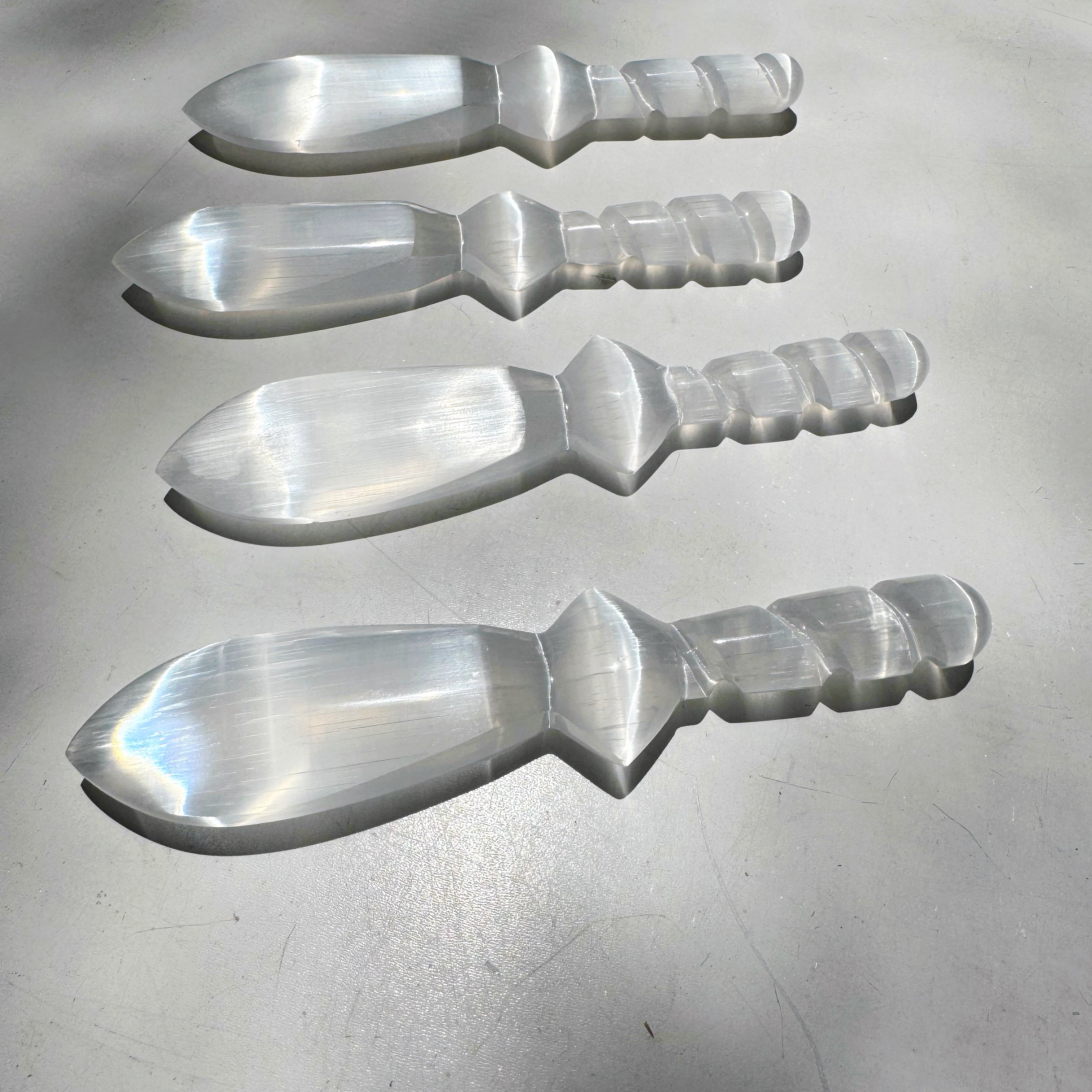 Selenite Dagger w/ Twisted Handle Baltic Mermaid