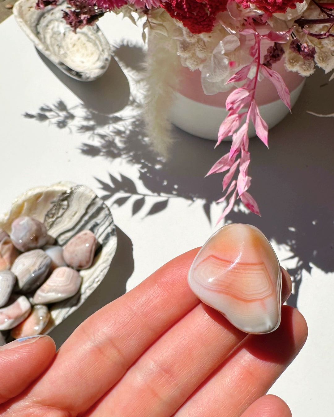 Pink Botswana Agate Tumbled Stones - Baltic Mermaid
