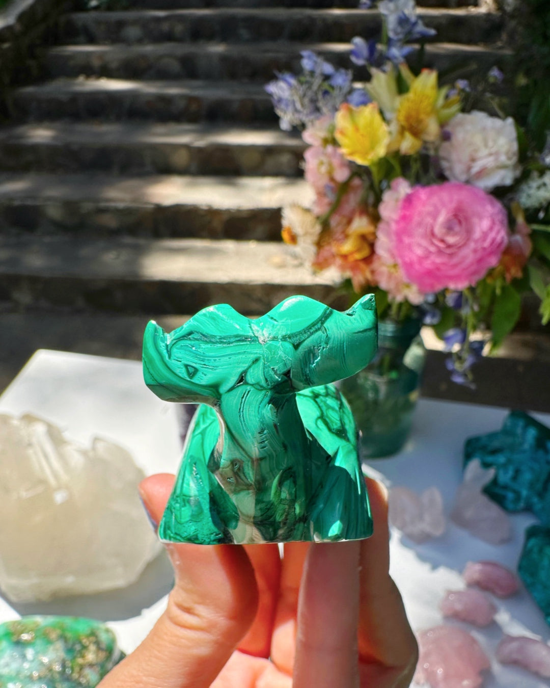 Hand Carved Malachite Whale - Baltic Mermaid