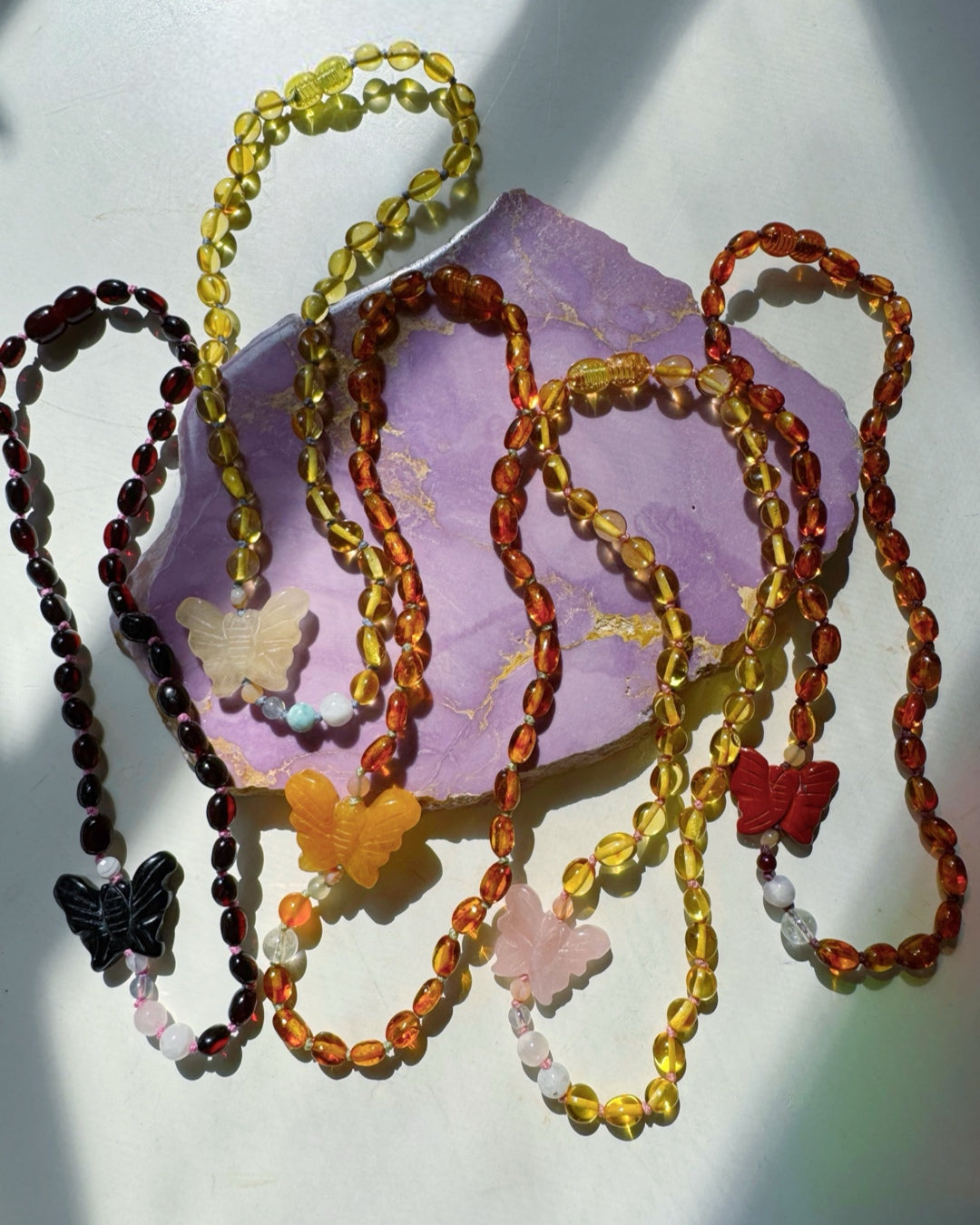 “Butterfly Sugar Baby” Baltic Amber & Gemstone Necklace - Baltic Mermaid