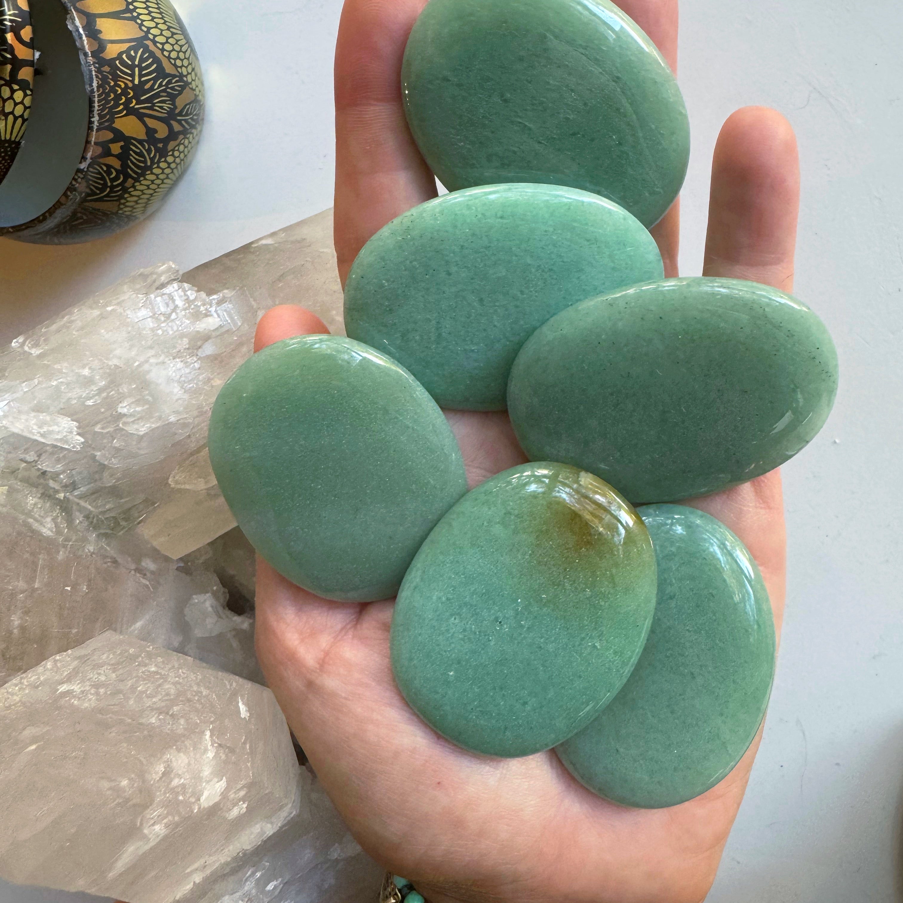 Green Aventurine Flat Palm Stones Baltic Mermaid