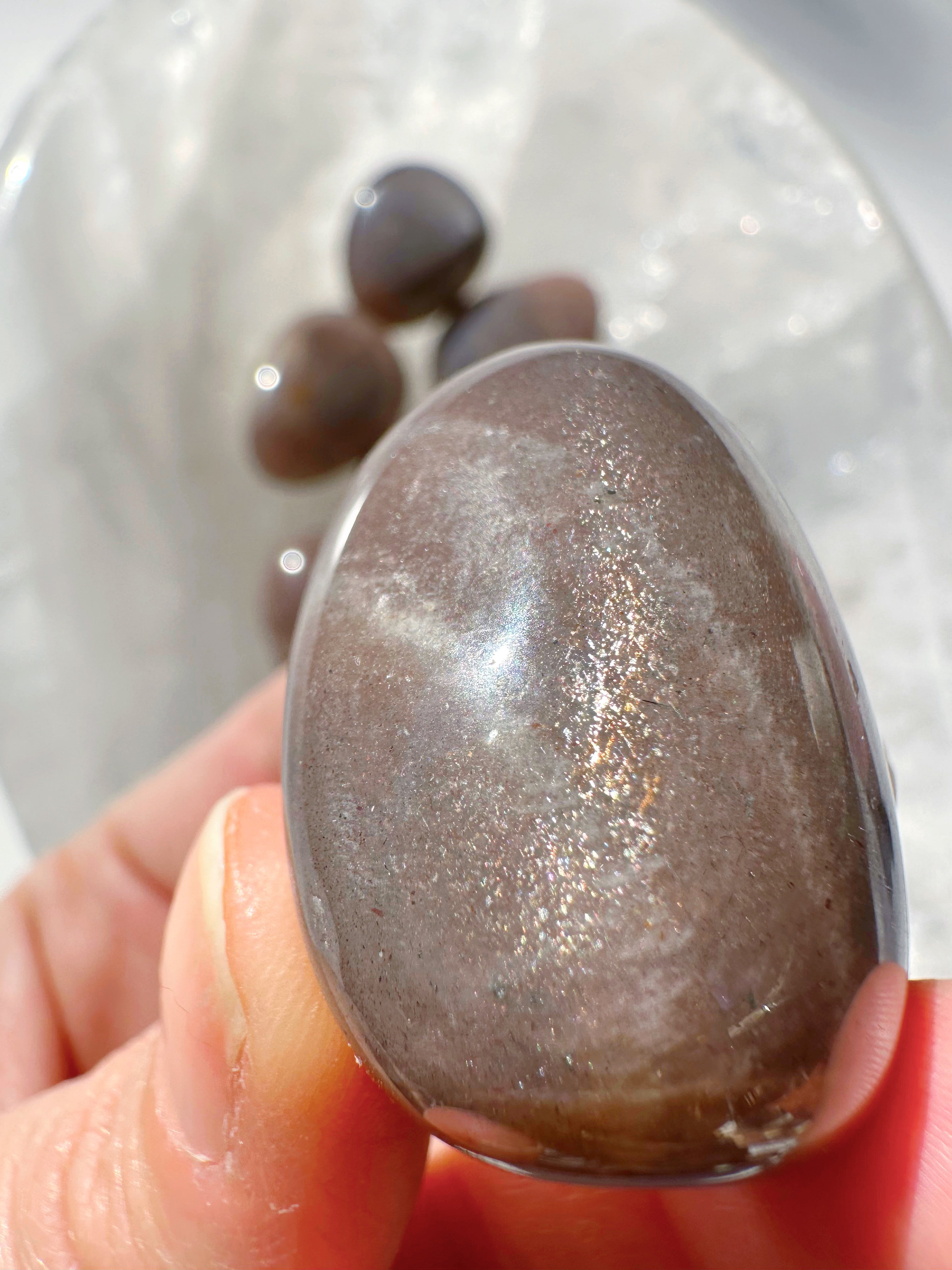 Sunstone & Peach Moonstone Palm Stone - H - Baltic Mermaid