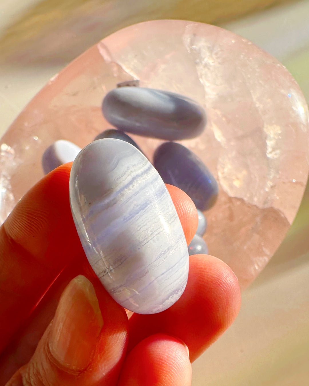 Blue Lace Agate Lingams - Baltic Mermaid