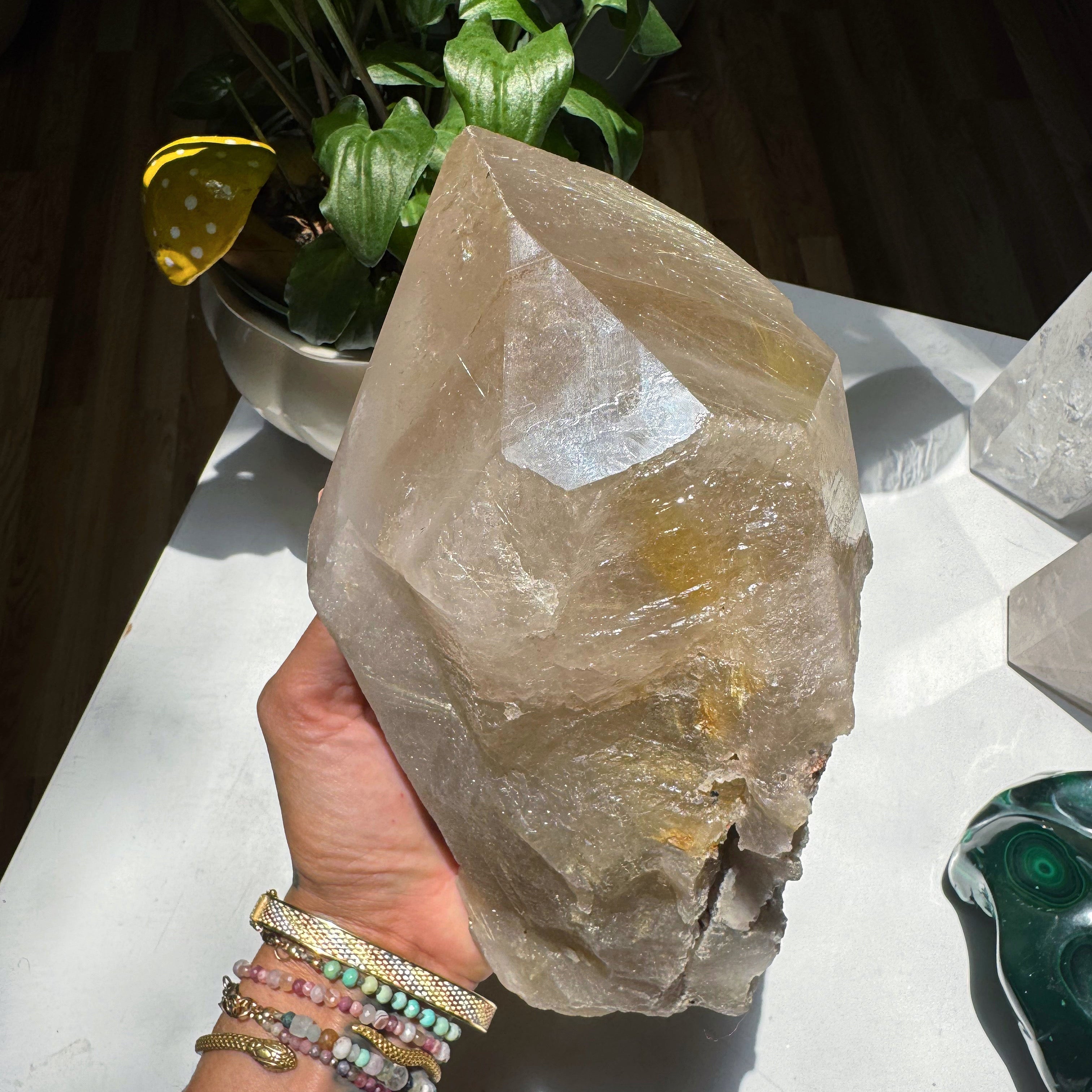Large Rutilated Quartz Point from Brazil w/ Recordkeepers Baltic Mermaid