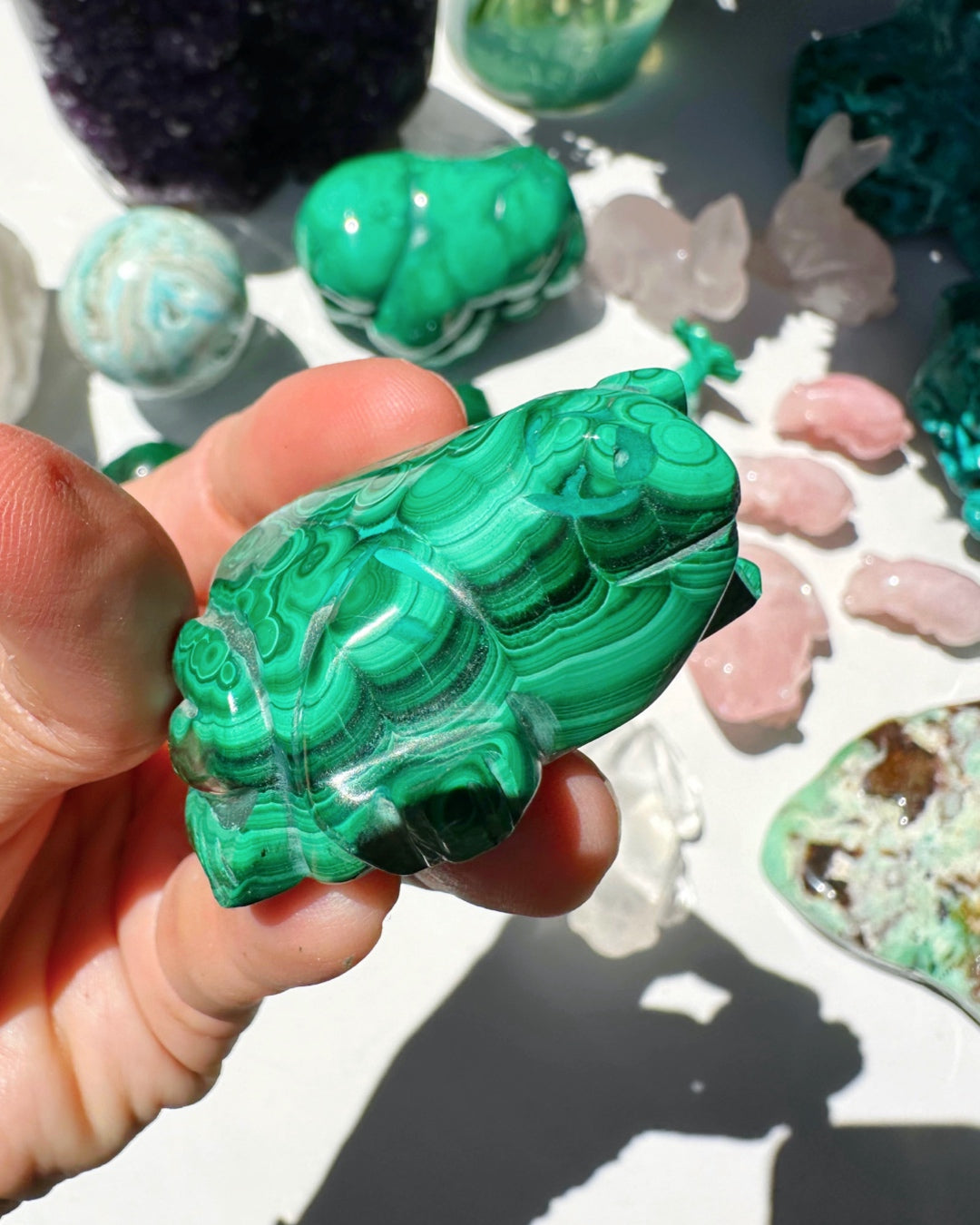 Hand Carved Malachite Frog - Baltic Mermaid