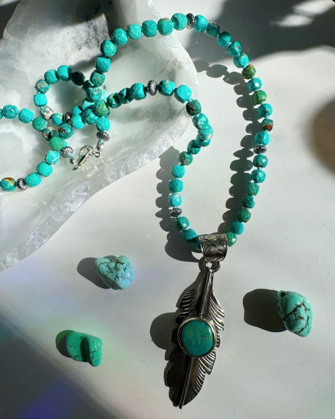 “Frida” - Turquoise & Sterling Silver w/ Pewter Feather - Baltic Mermaid