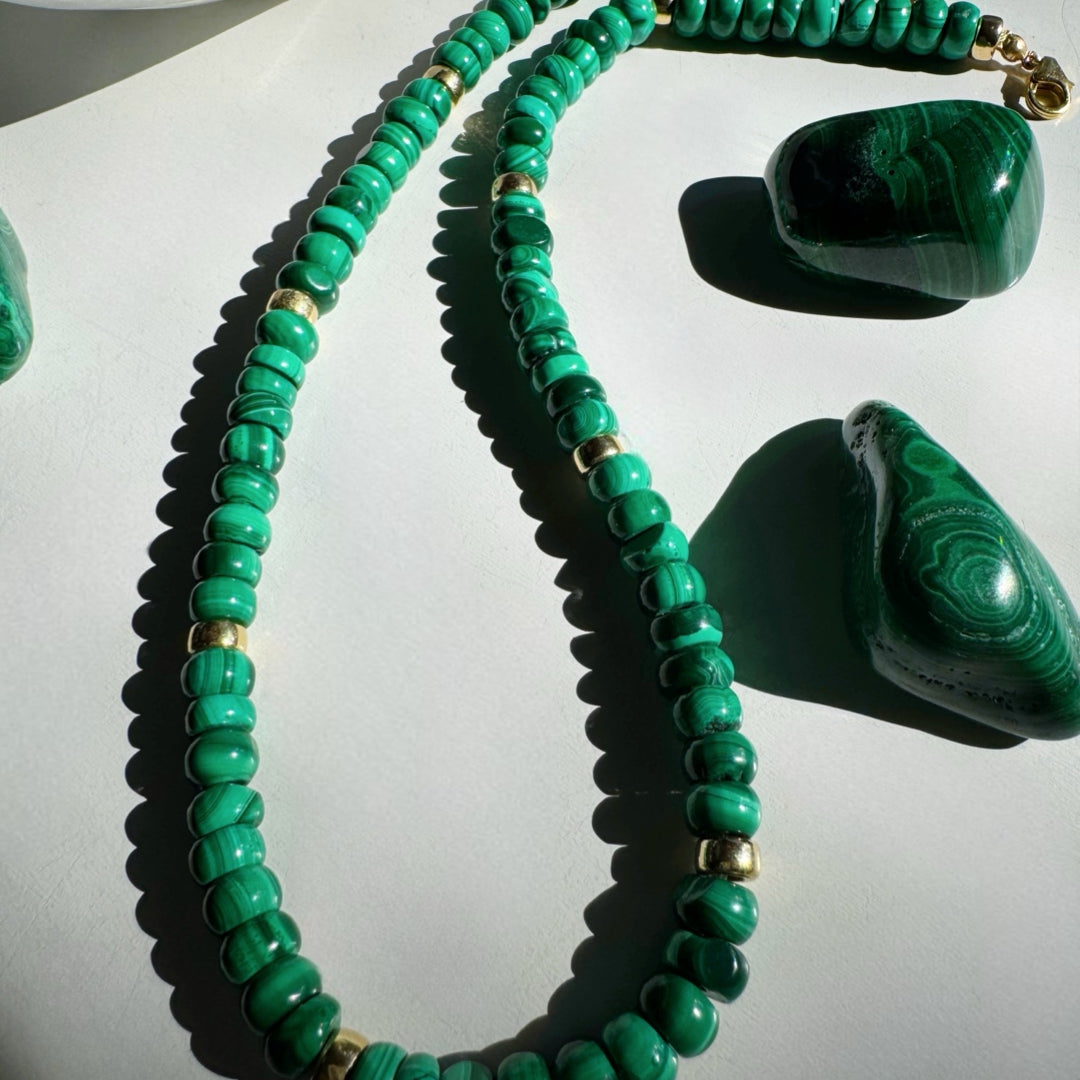 “Donna” - Malachite Gemstone Candy Necklace - Baltic Mermaid