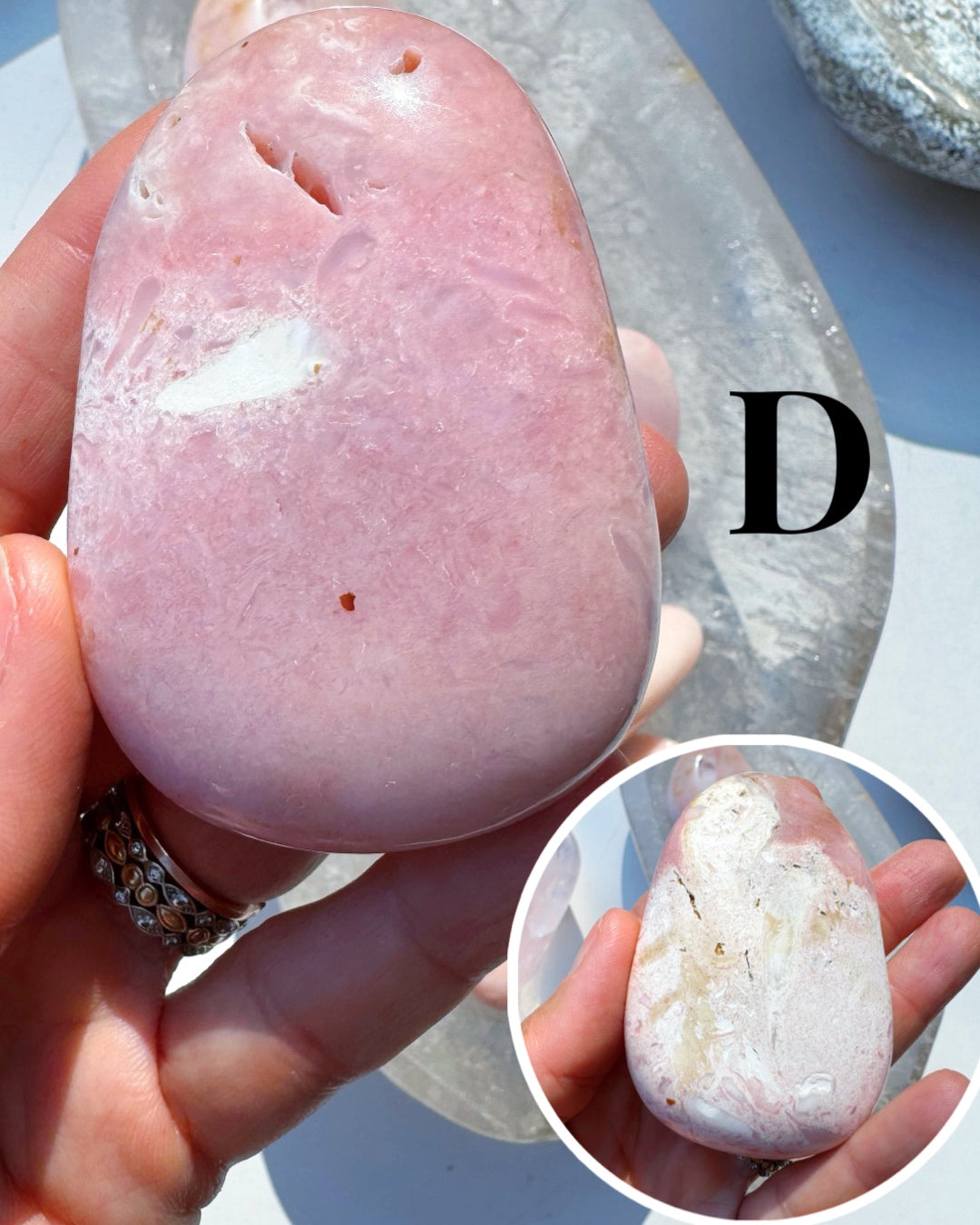 Pink Opal Palm Stones - Baltic Mermaid