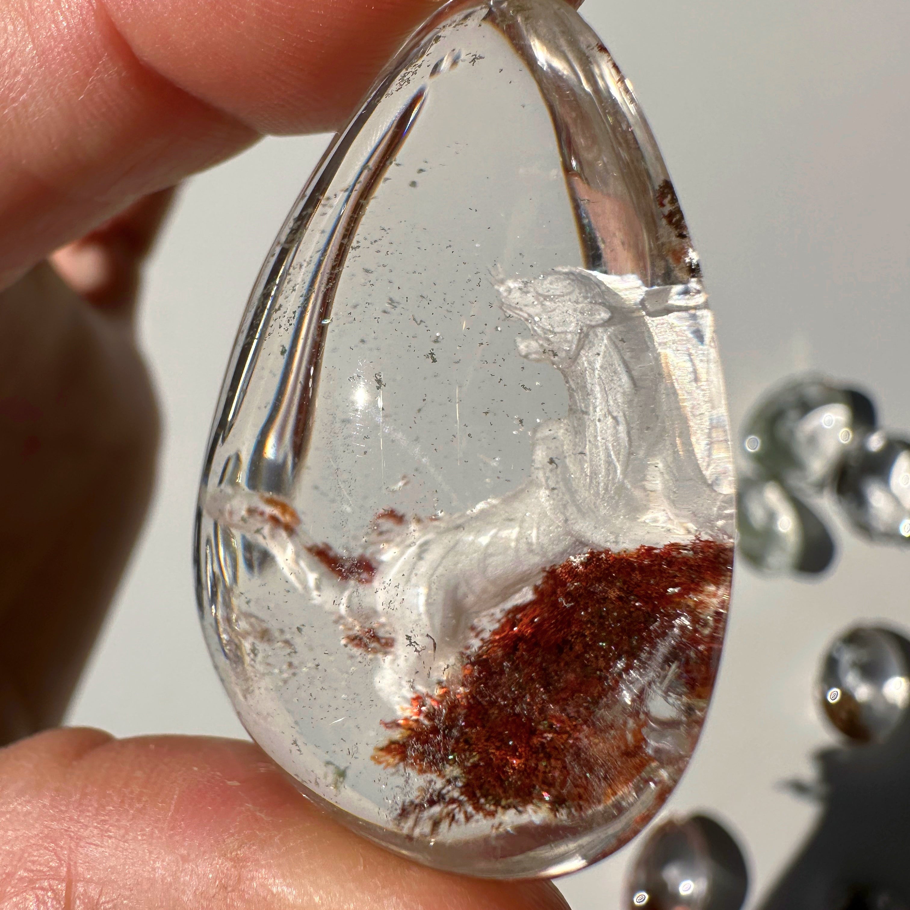 Intaglio Tiger Carved Chlorite Quartz/Garden Quartz Cabochon Baltic Mermaid