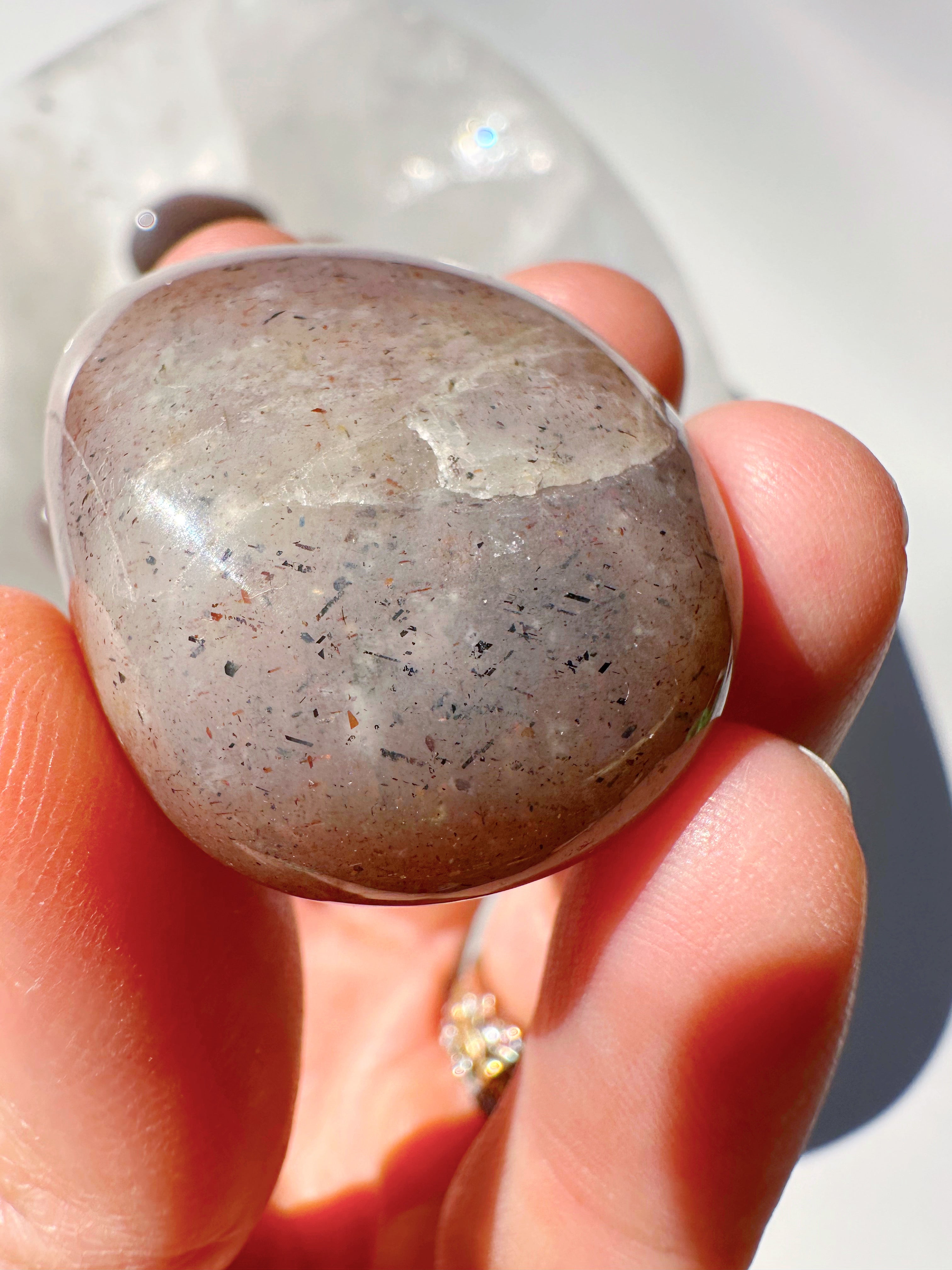 Sunstone & Peach Moonstone Palm Stone - D - Baltic Mermaid