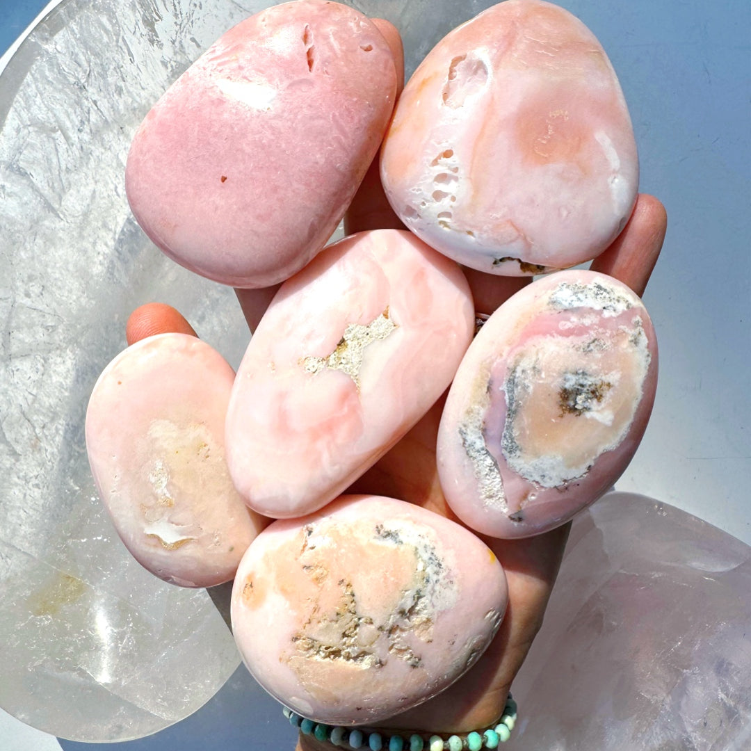 Pink Opal Palm Stones - Baltic Mermaid