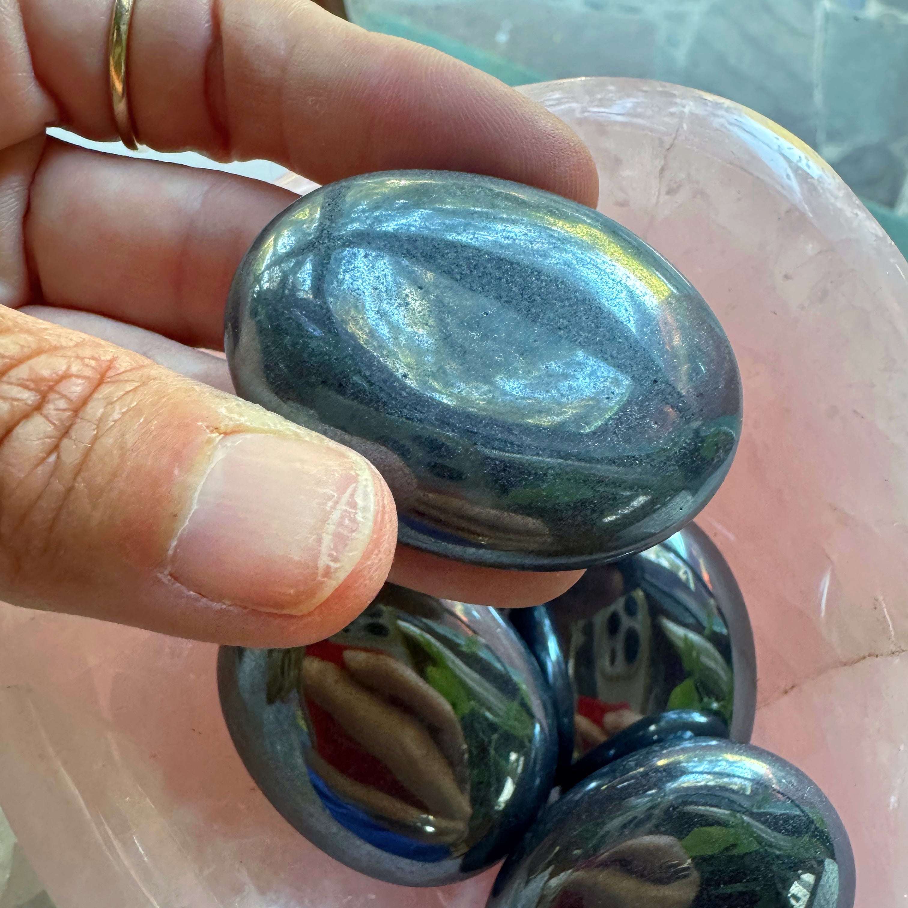 Hematite Palm Stones Baltic Mermaid