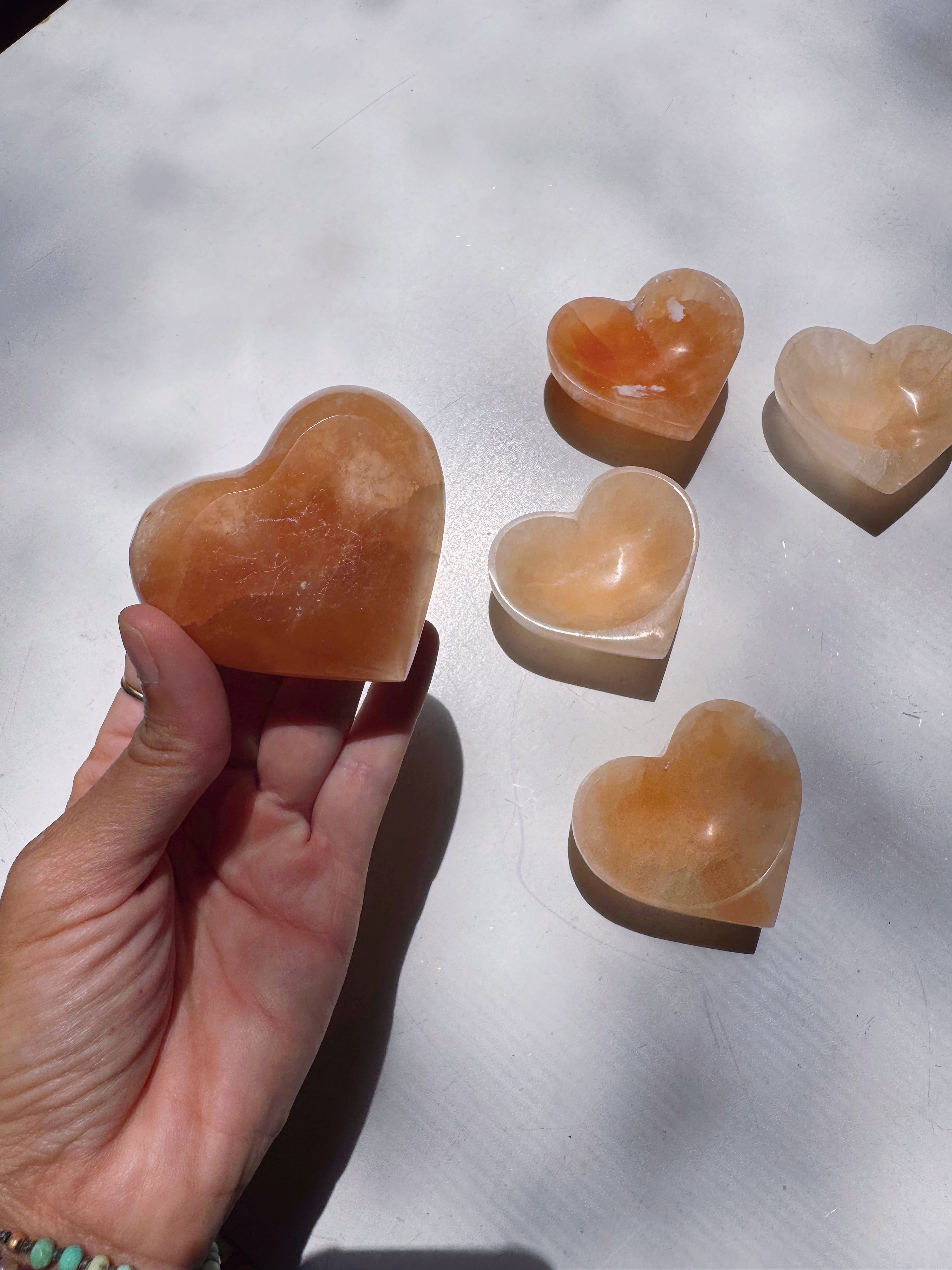 Peach Selenite Lil’ Heart Dish Baltic Mermaid