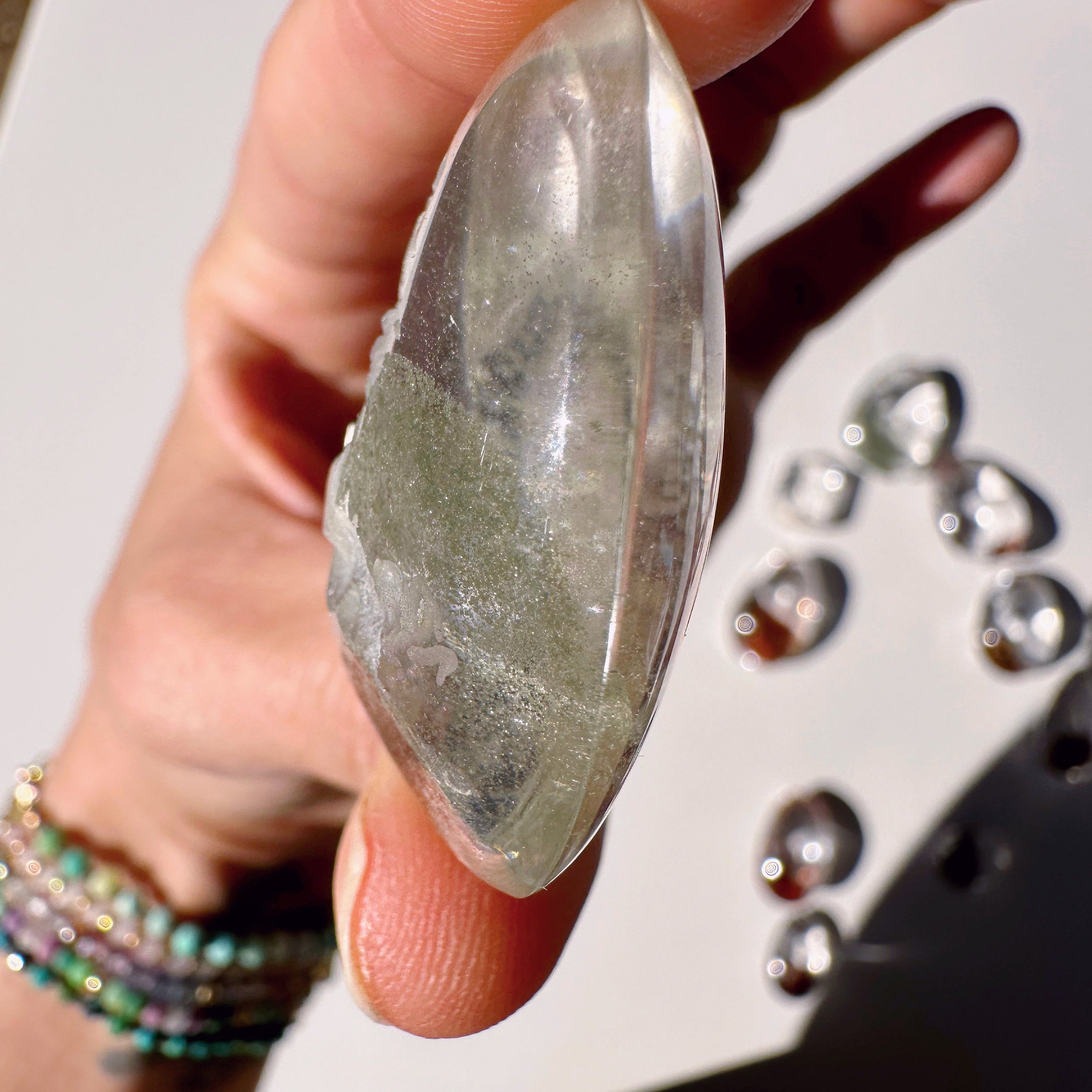 Intaglio Carved Dragon Chlorite Quartz/Garden Quartz Cabochon Baltic Mermaid