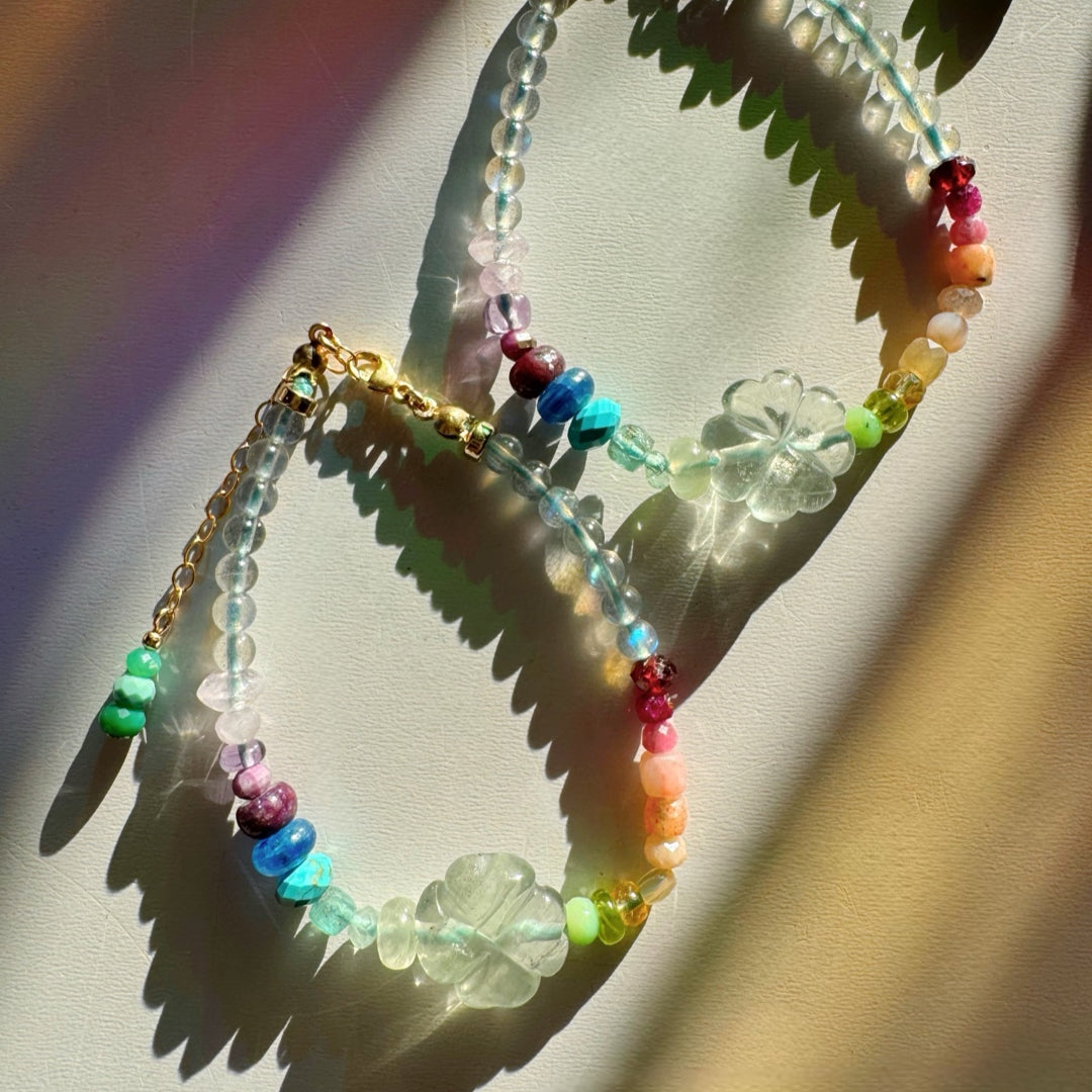 Rainbow Clover Gemstone Candy Bracelet - Baltic Mermaid
