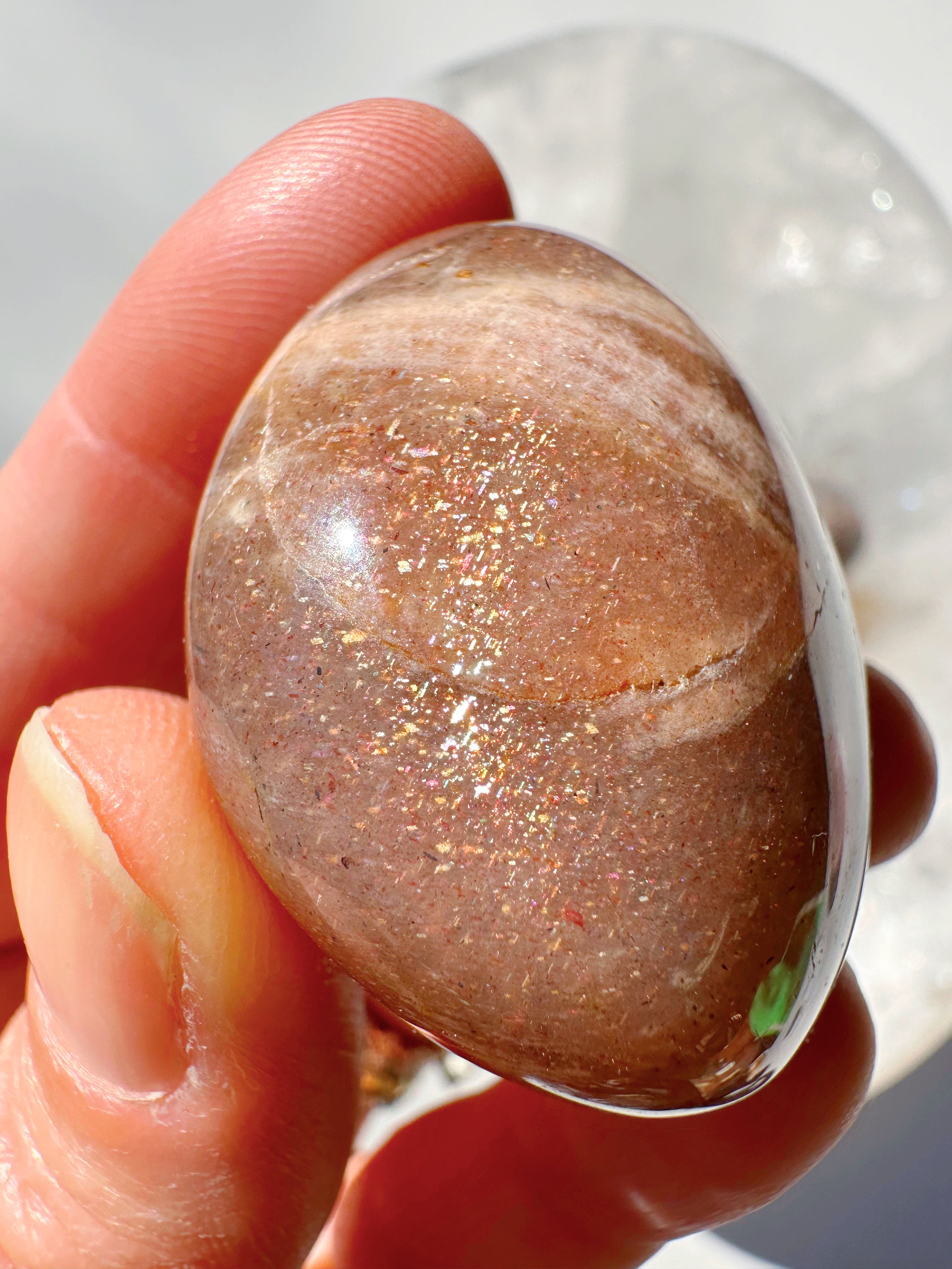Sunstone & Peach Moonstone Palm Stone - C - Baltic Mermaid