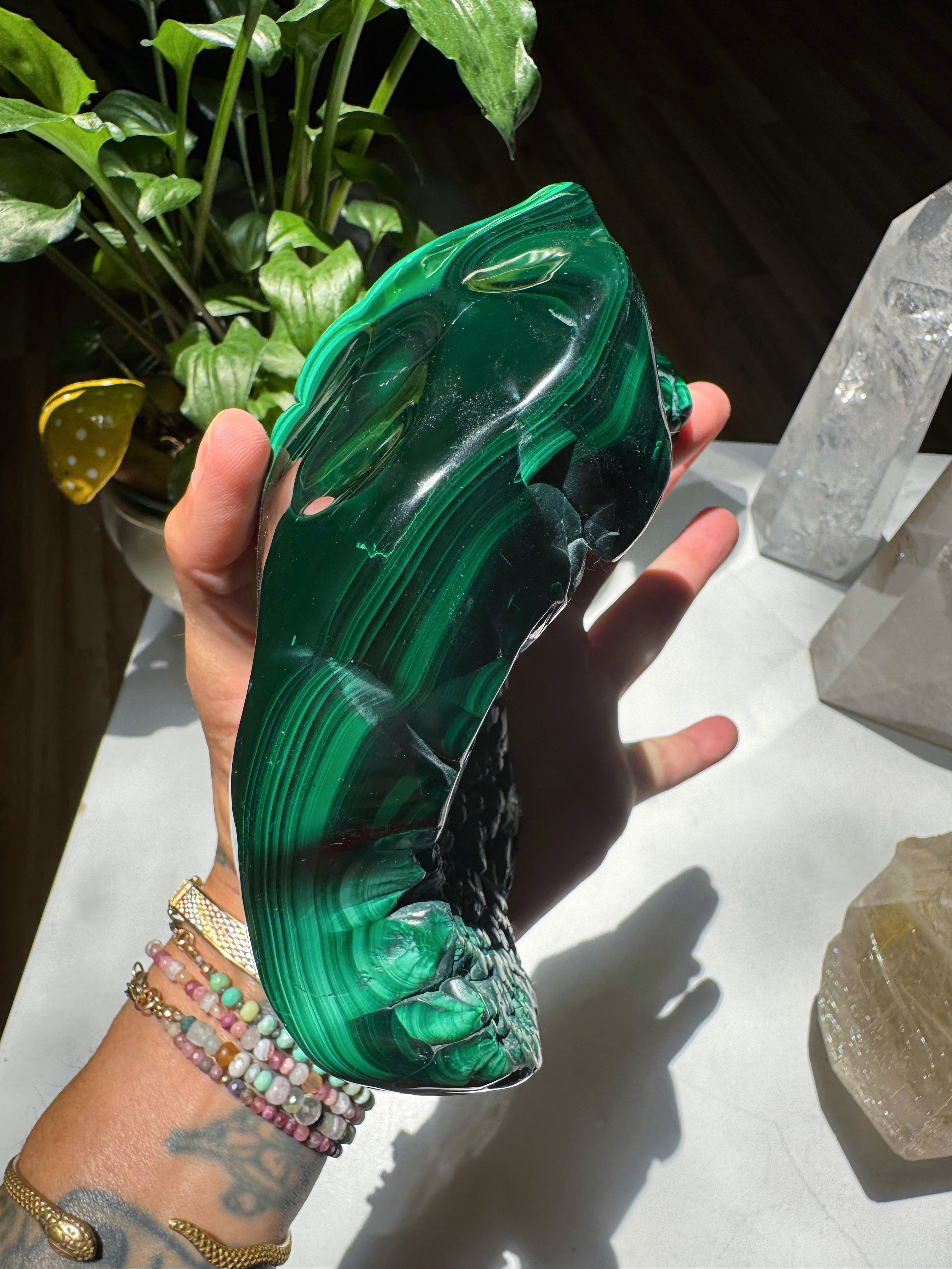 Large Polished Malachite Baltic Mermaid