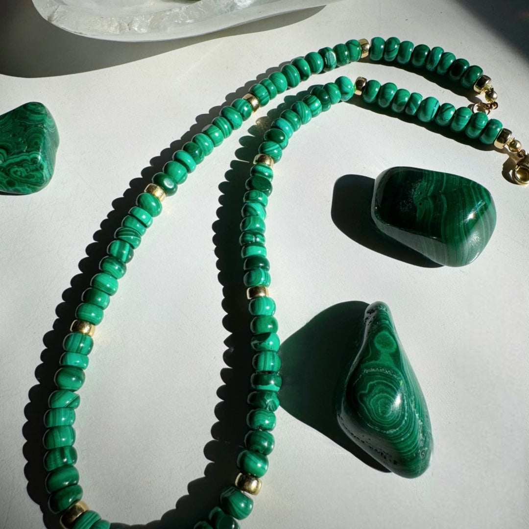 “Donna” - Malachite Gemstone Candy Necklace - Baltic Mermaid