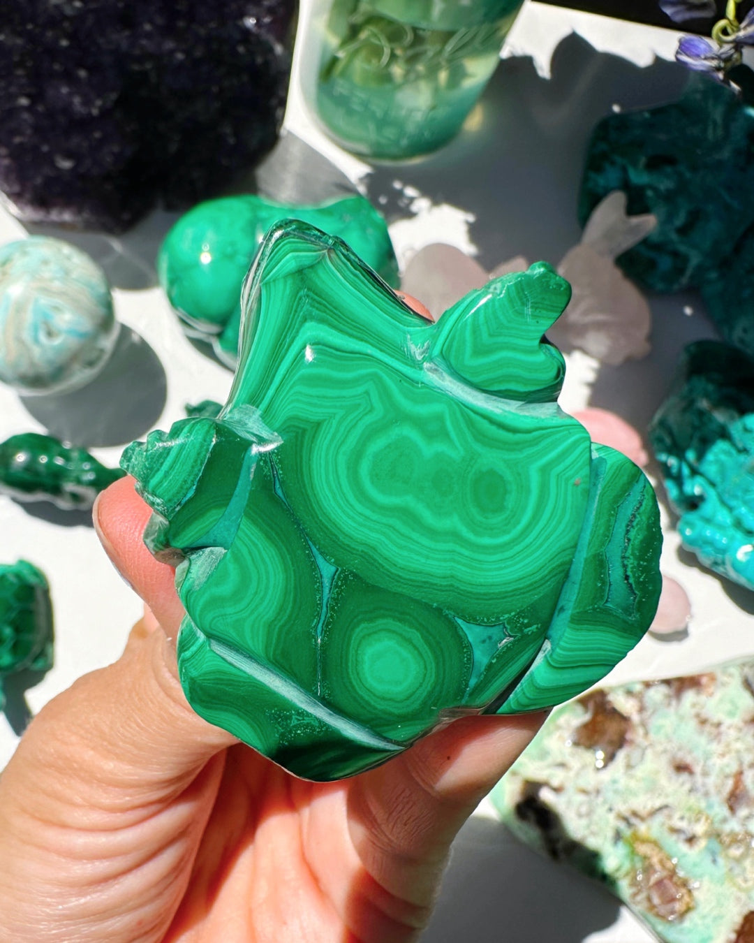 Hand Carved Malachite Frog - Baltic Mermaid