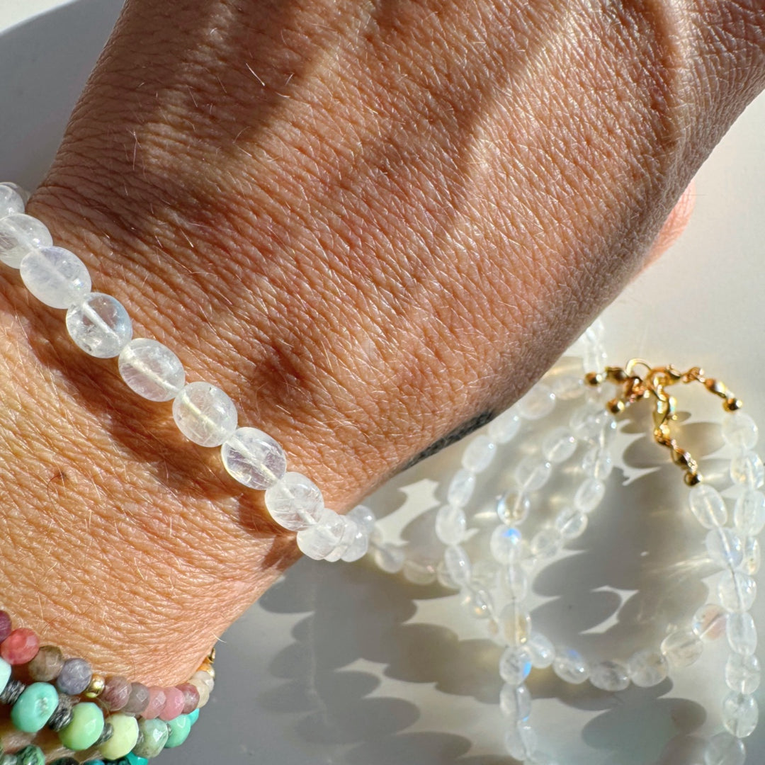 “Stevie” - Rainbow Moonstone Candy Bracelet - Baltic Mermaid