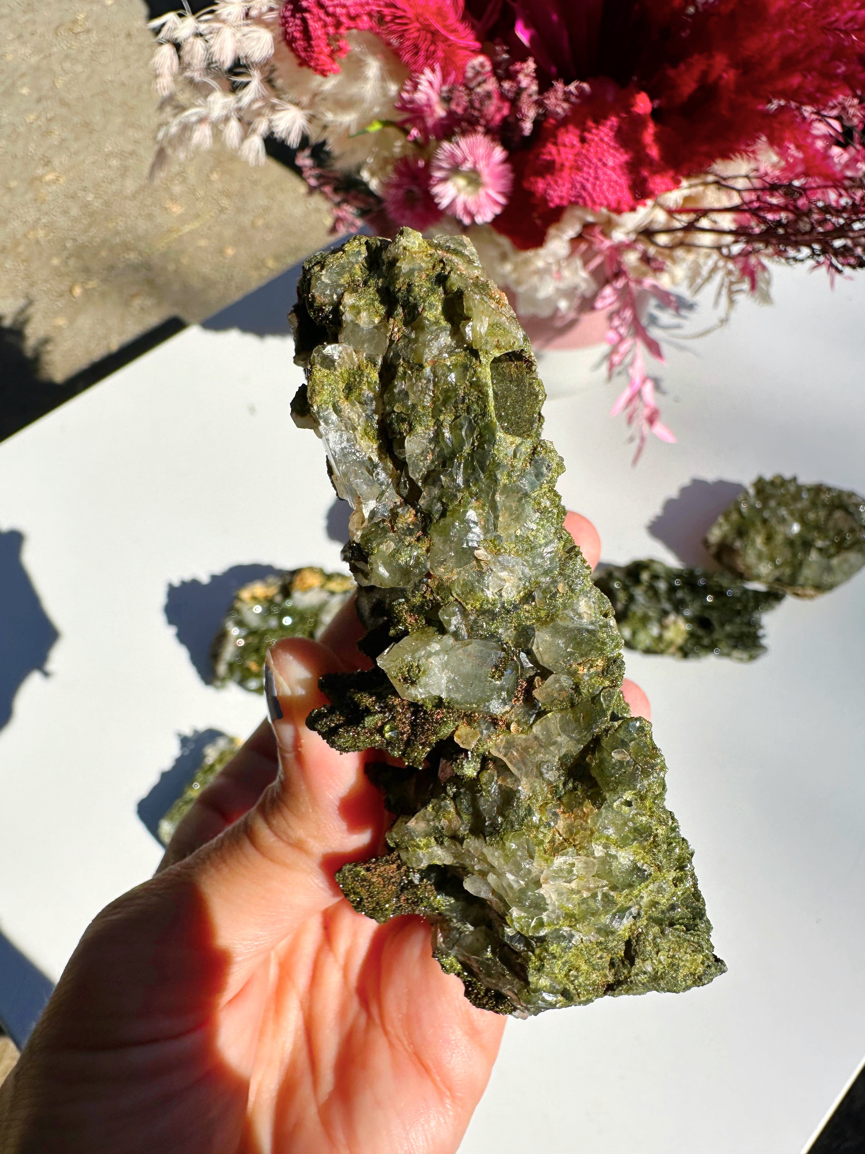 Epidote Quartz Cluster - Baltic Mermaid