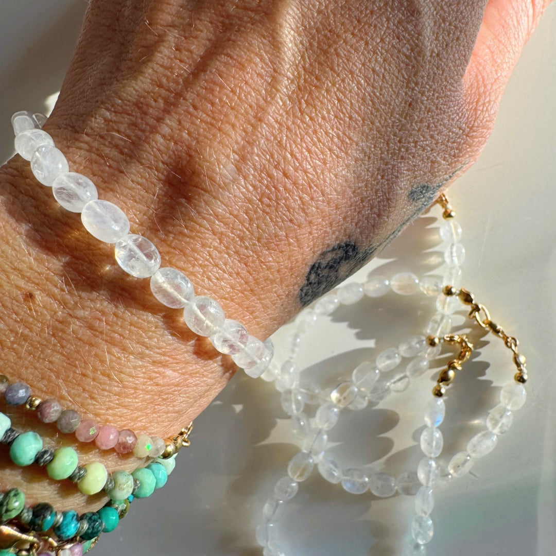 “Stevie” - Rainbow Moonstone Candy Bracelet - Baltic Mermaid