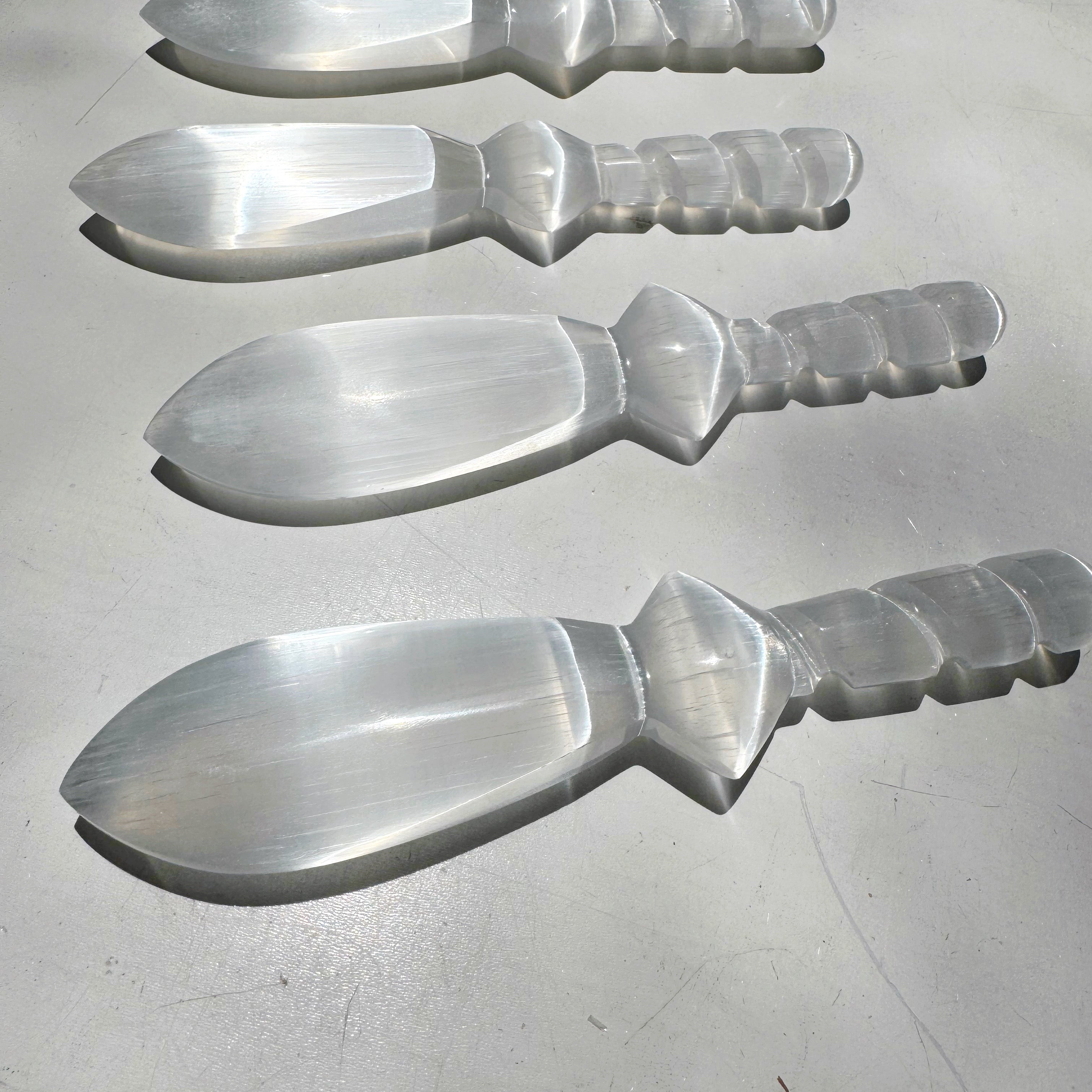 Selenite Dagger w/ Twisted Handle Baltic Mermaid