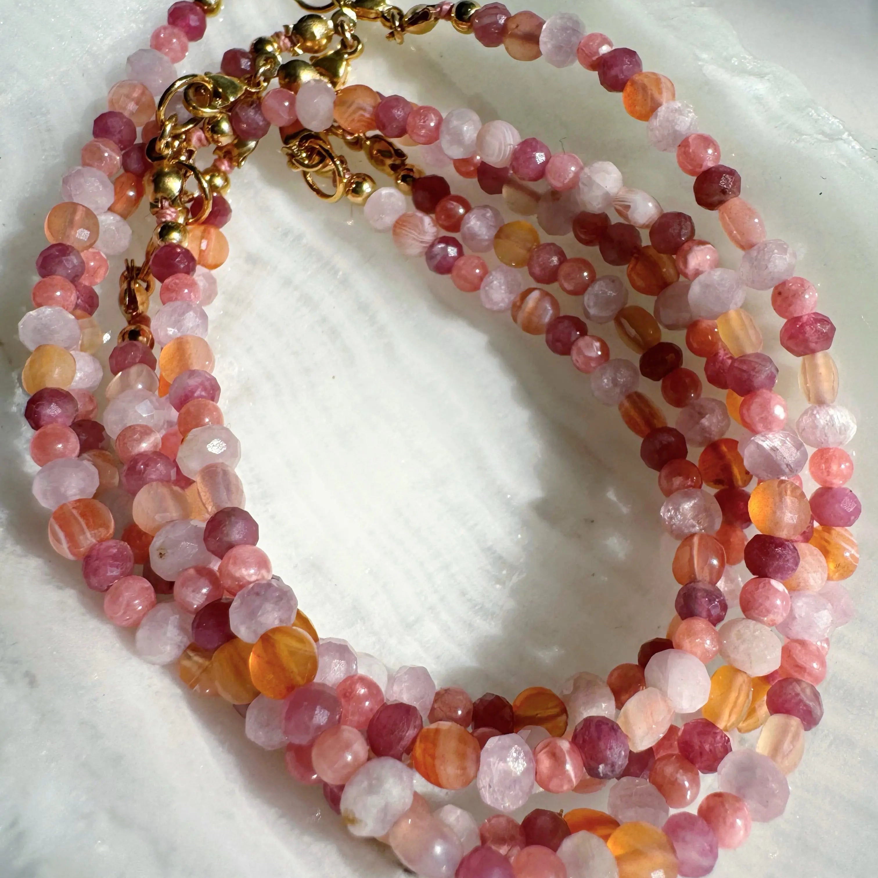 “Sunset Sorbet” - Gemstone & 14k Gold Filled Candy Bracelet Baltic Mermaid
