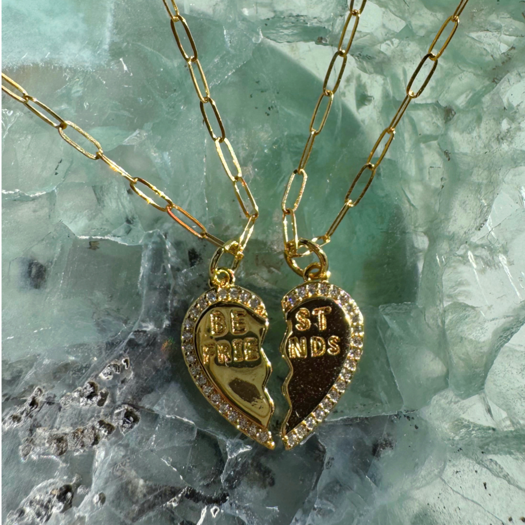 “Best Friends” Gold Filled CZ Necklace Pair - Baltic Mermaid