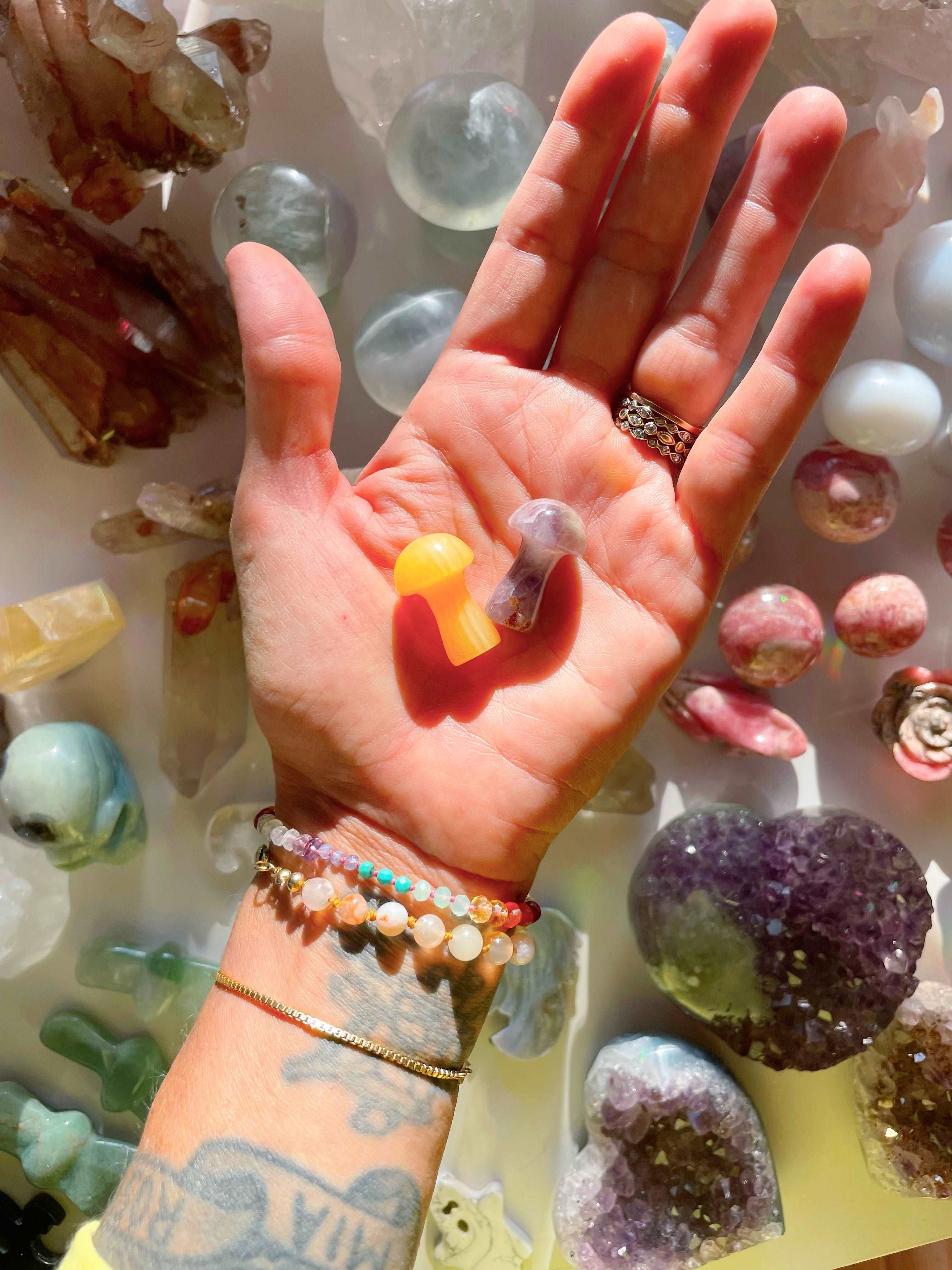 Amethyst & Calcite Mushrooms