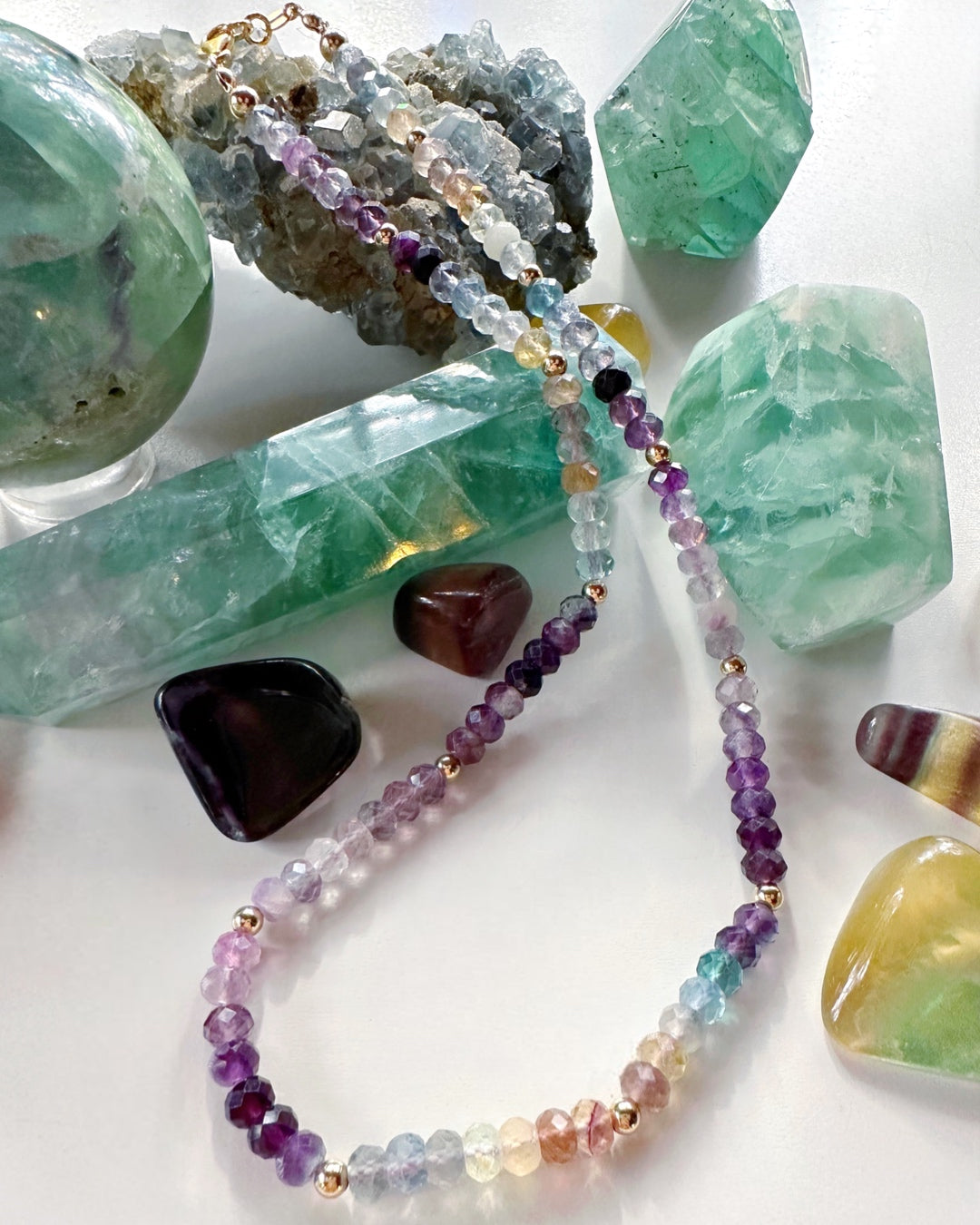 Rainbow Fluorite Candy Necklace - Baltic Mermaid