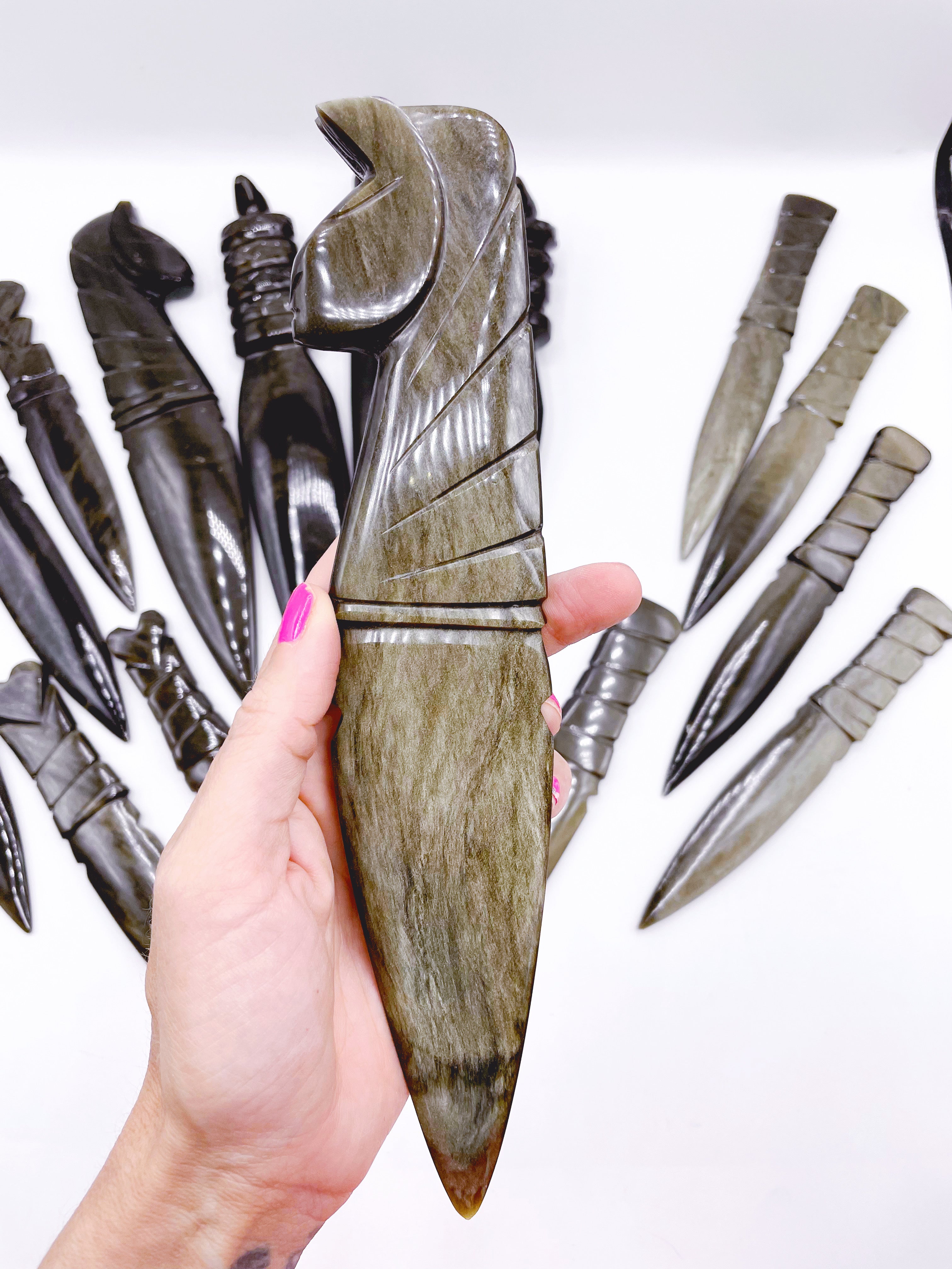 Gold Sheen Obsidian Sphinx Dagger - Baltic Mermaid