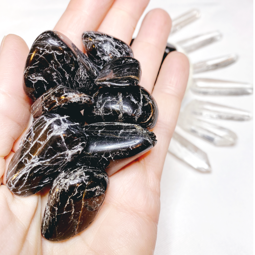 Black Tourmaline Tumbled Stones - Baltic Mermaid